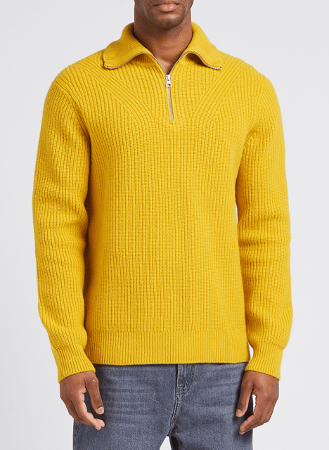 Pull regular col roulé zippé en laine mérinos SAMSOE SAMSOE Jaune