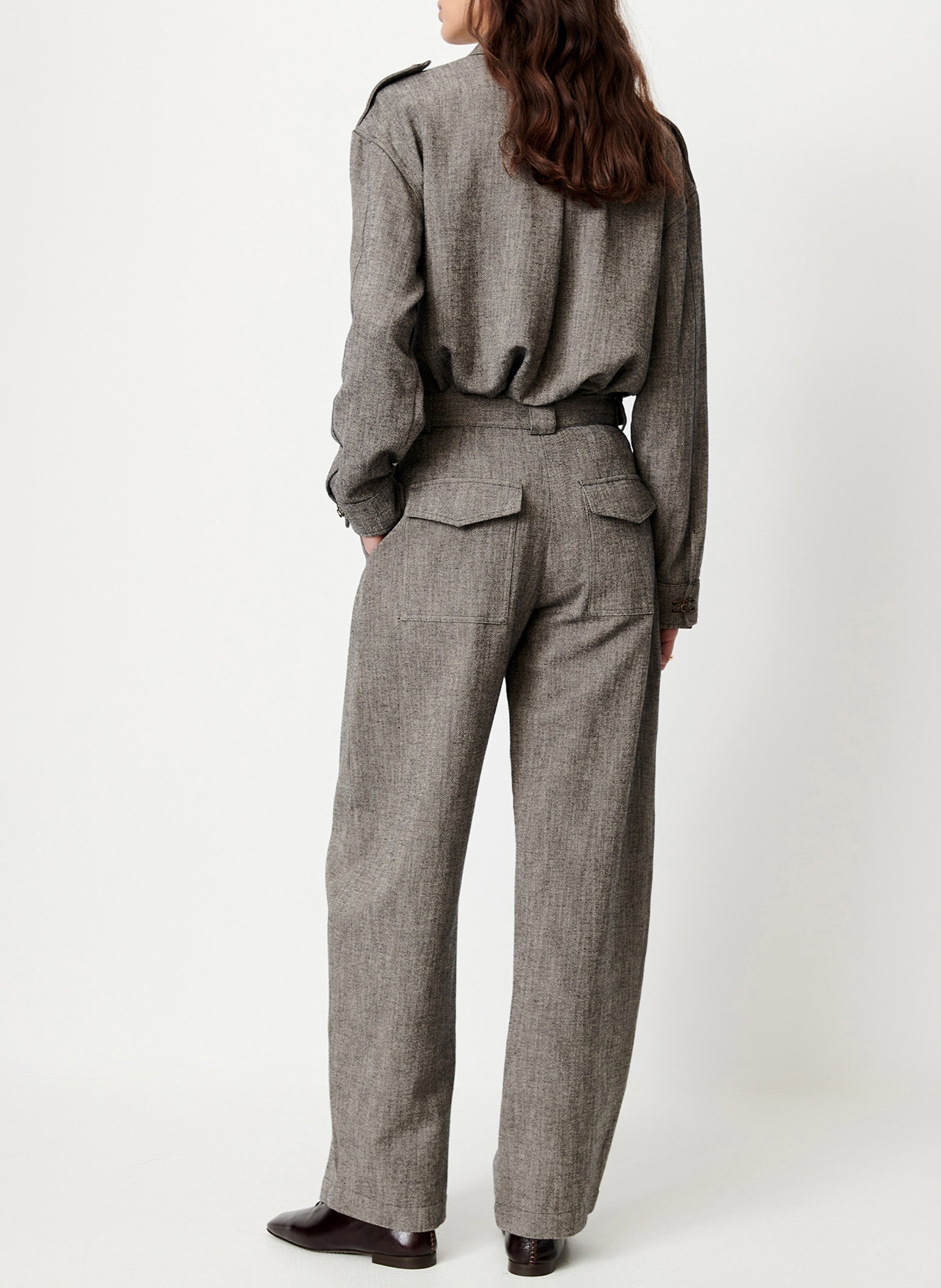 Pantalon taille haute chiné SESSUN Gris