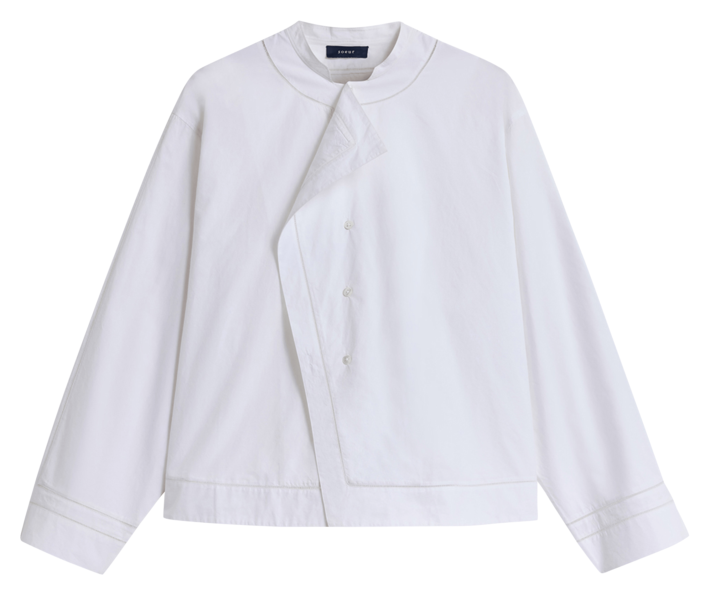 Chemise oversize col mao en coton SOEUR Blanc