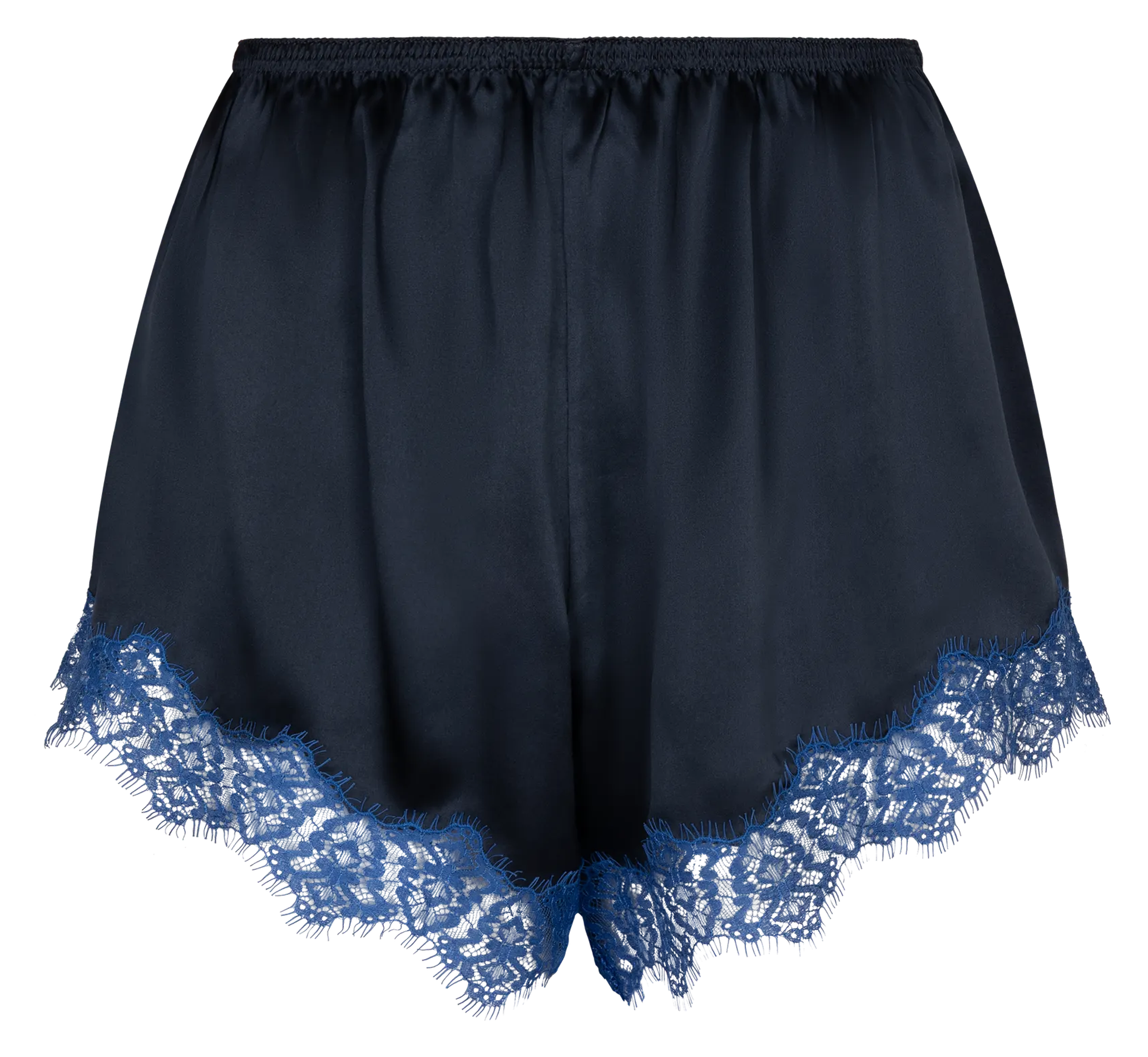 Langer, gerade geschnittener Rock aus Seide mit Spitze LOVE STORIES Blau