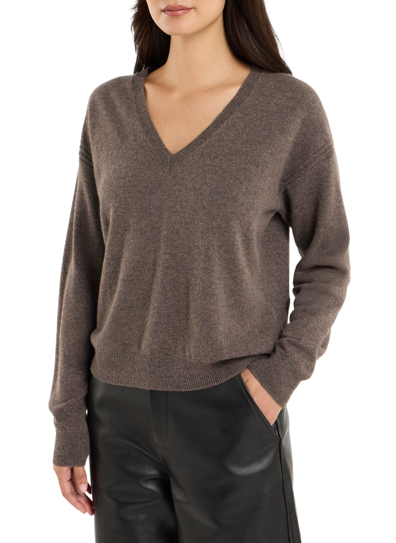 Cashmere straight round neck sweater by sevene SAISON 1865 Brown