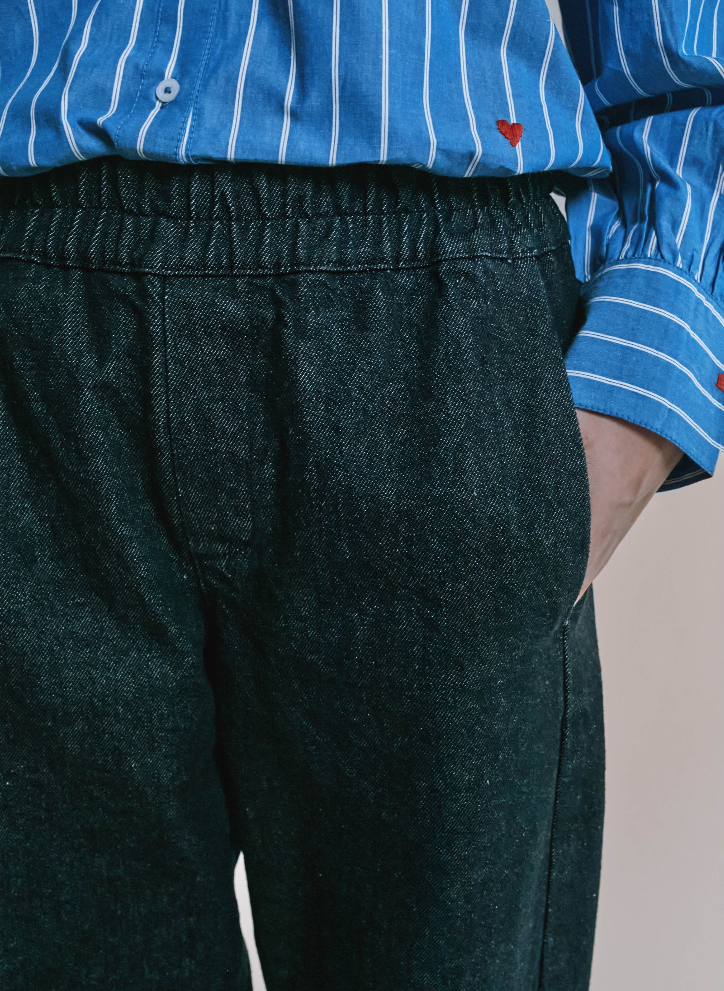 Gerade geschnittene Hose aus Baumwolle und recycelter Baumwolle EMILE ET IDA Schwarz
