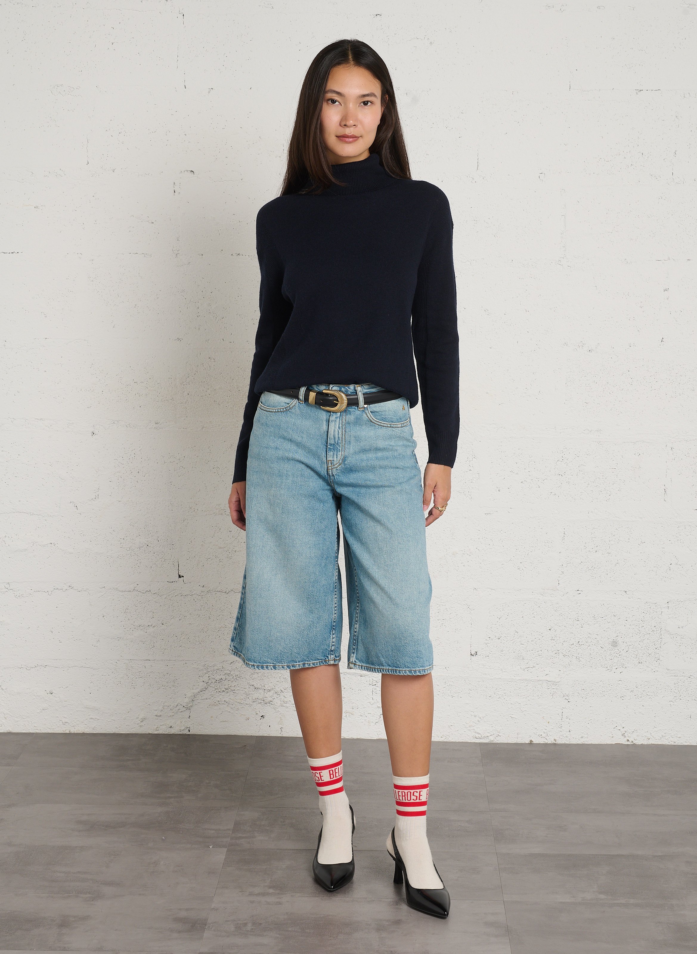 Bermuda denim en coton DES PETITS HAUTS Bleu