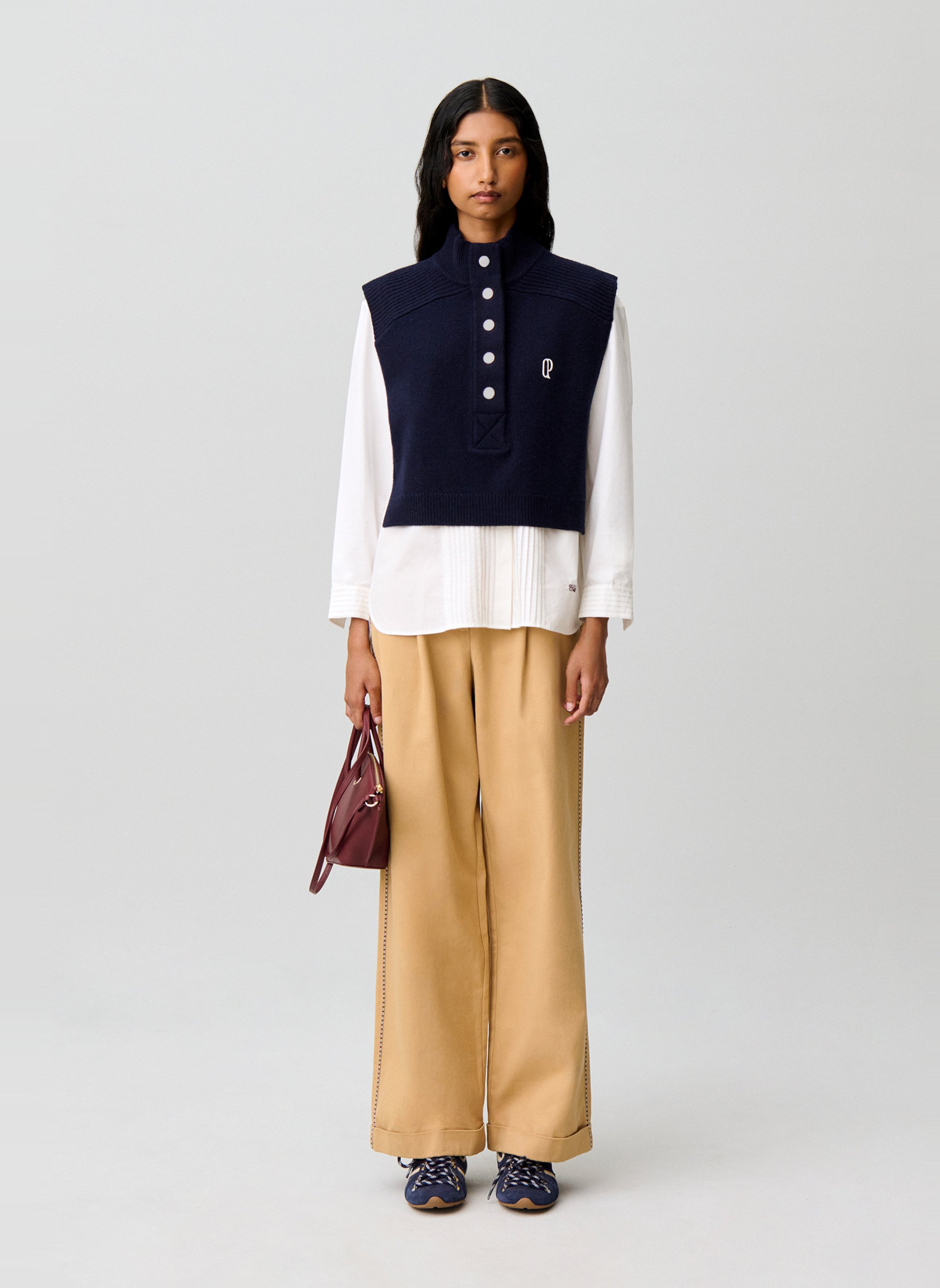 Plastron col montant boutonné en laine CLAUDIE PIERLOT Bleu