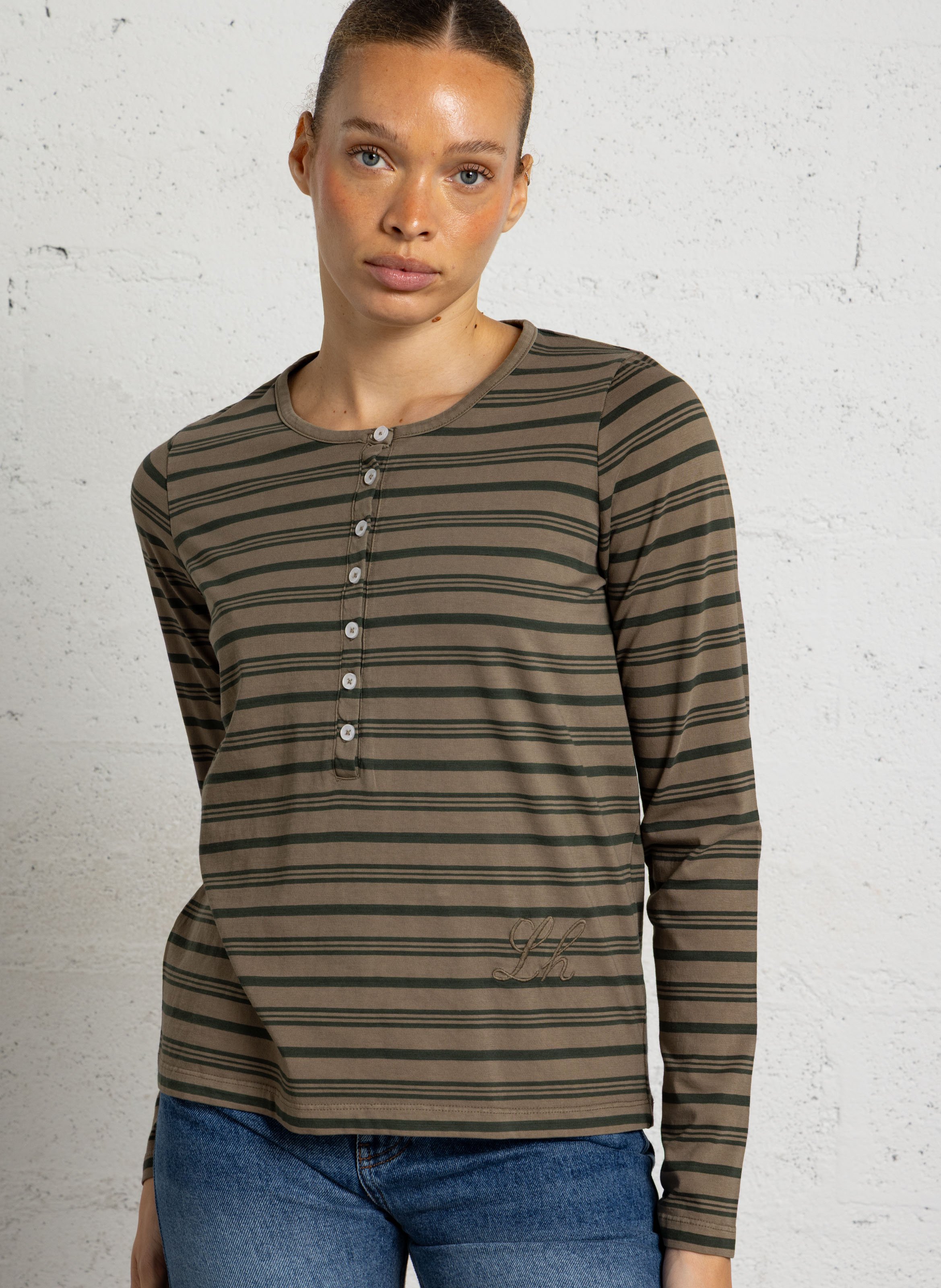 Organic cotton striped t-shirt LEON & HARPER Grey