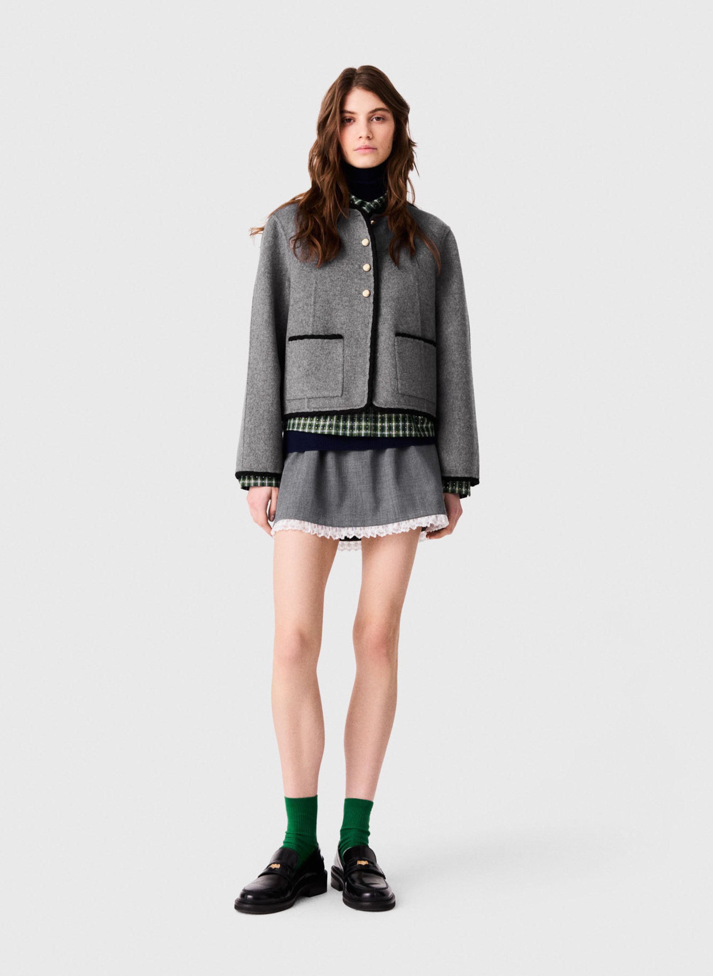 Straight wool-blend cardigan MAJE Grey