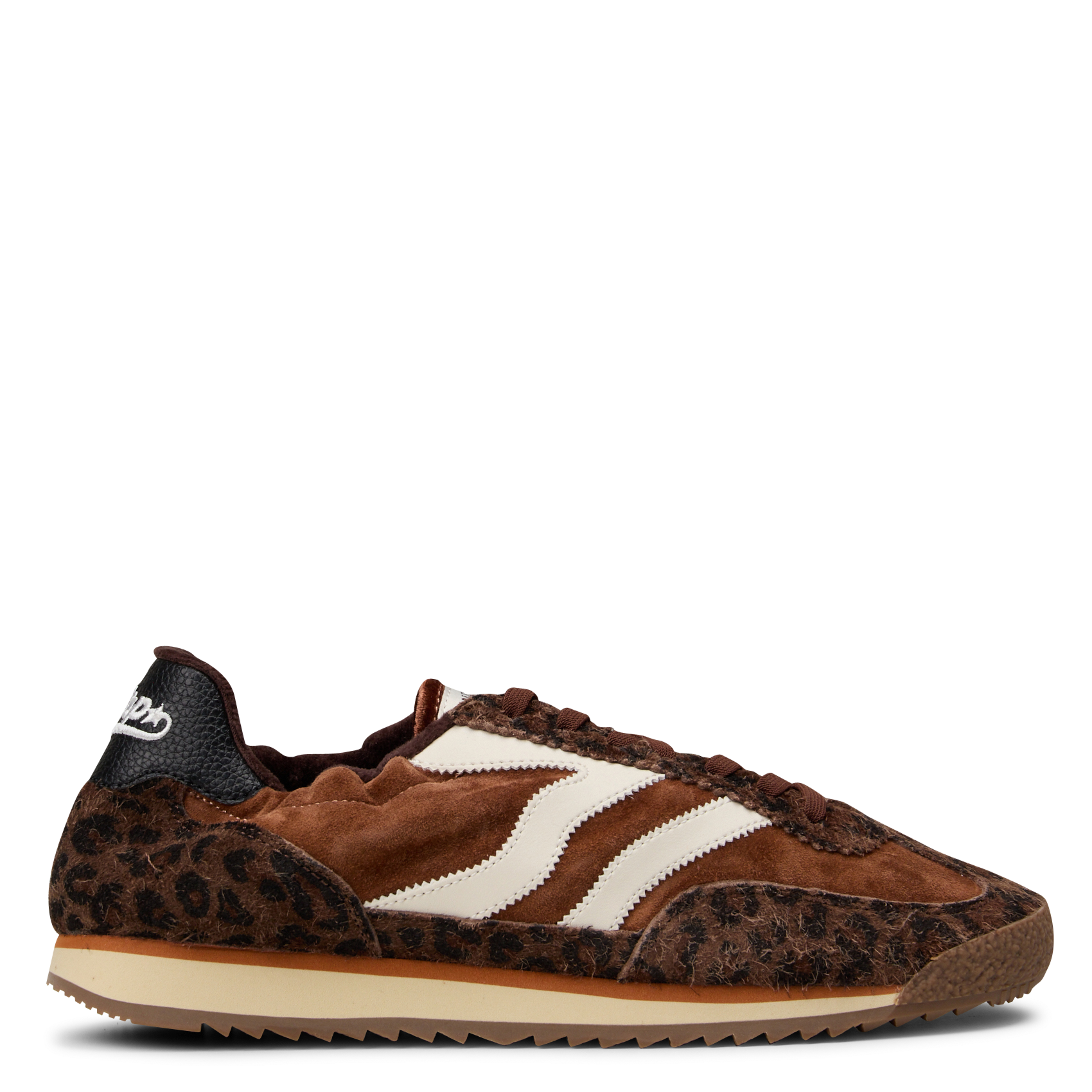 Low-top sneakers with animal print in leather. MRP Brown