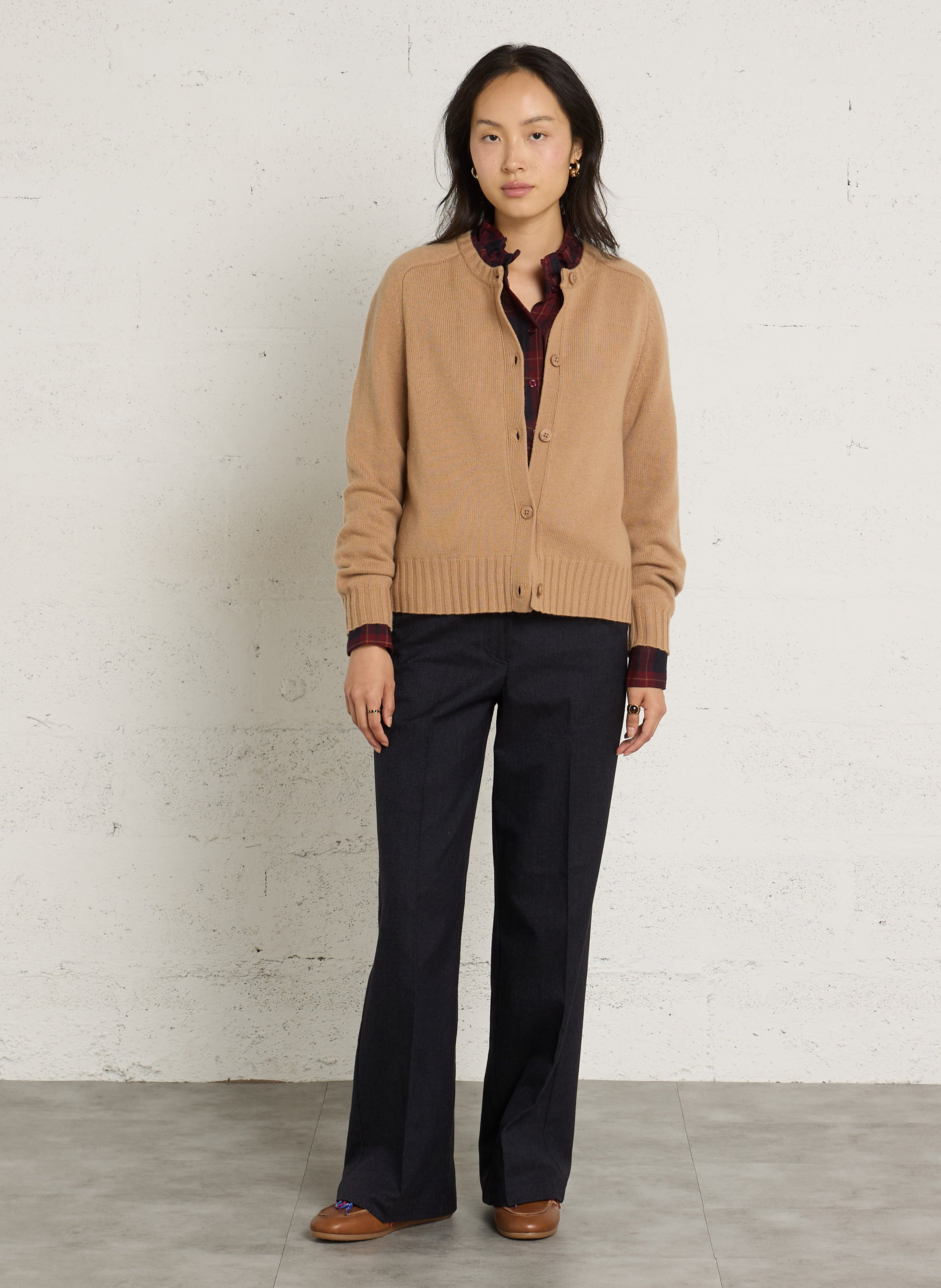 Straight tailored trousers in blended cotton NICE THINGS Blue