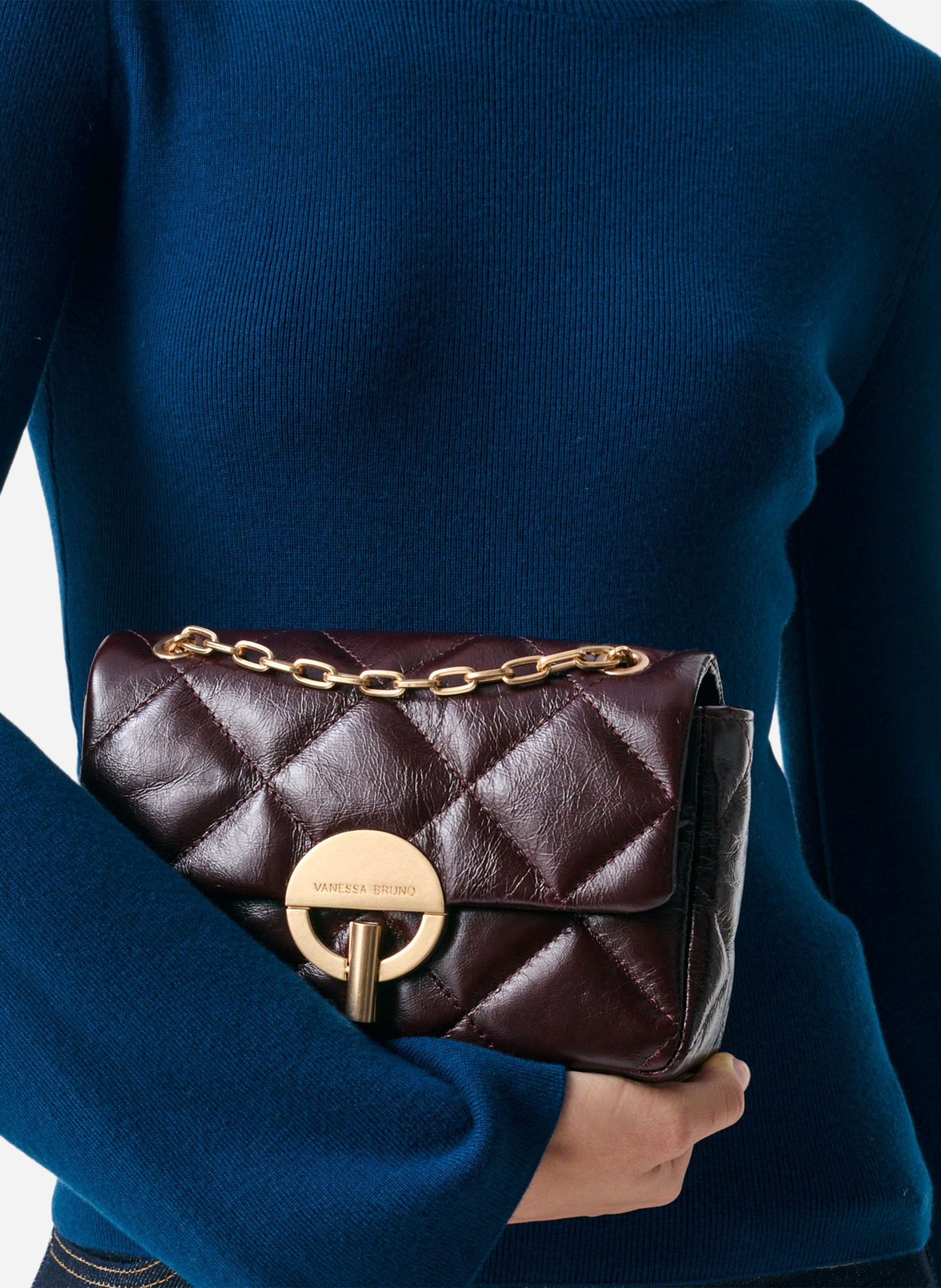 Sac bandoulière en cuir VANESSA BRUNO Marron