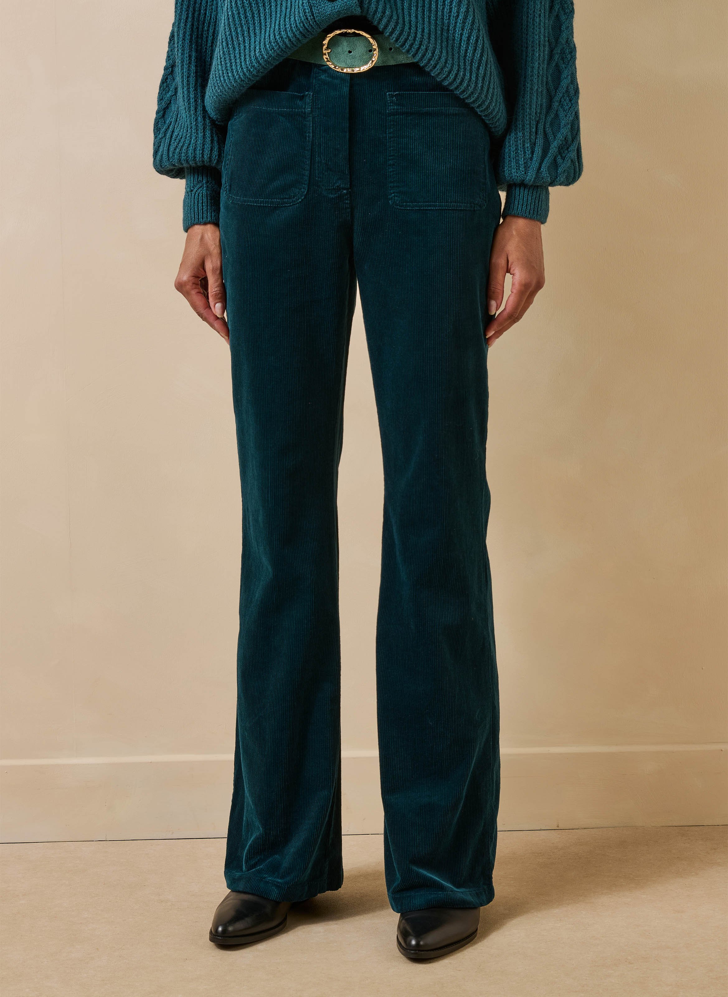Weites Cord-Samt-Hose aus Baumwollmischung LA FEE MARABOUTEE Blau