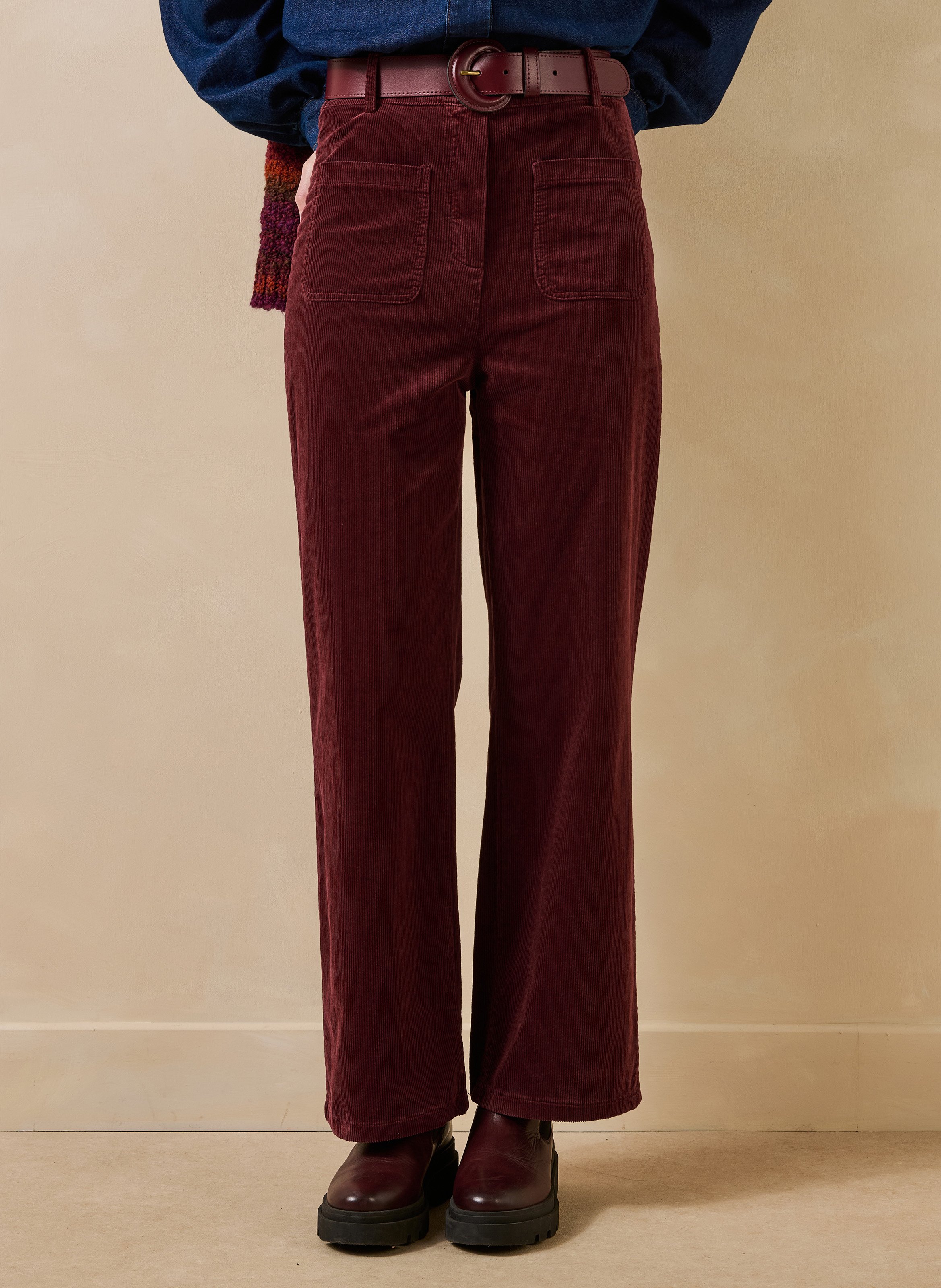 Pantalon large taille haute en coton mélangé LA FEE MARABOUTEE