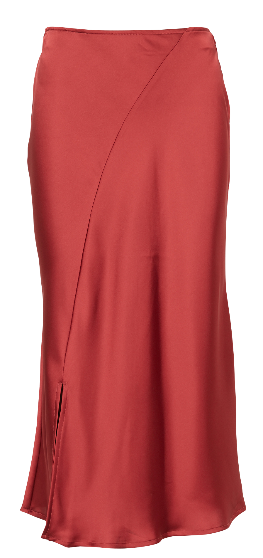 Jupe midi droite satinée MOSS COPENHAGEN Rouge