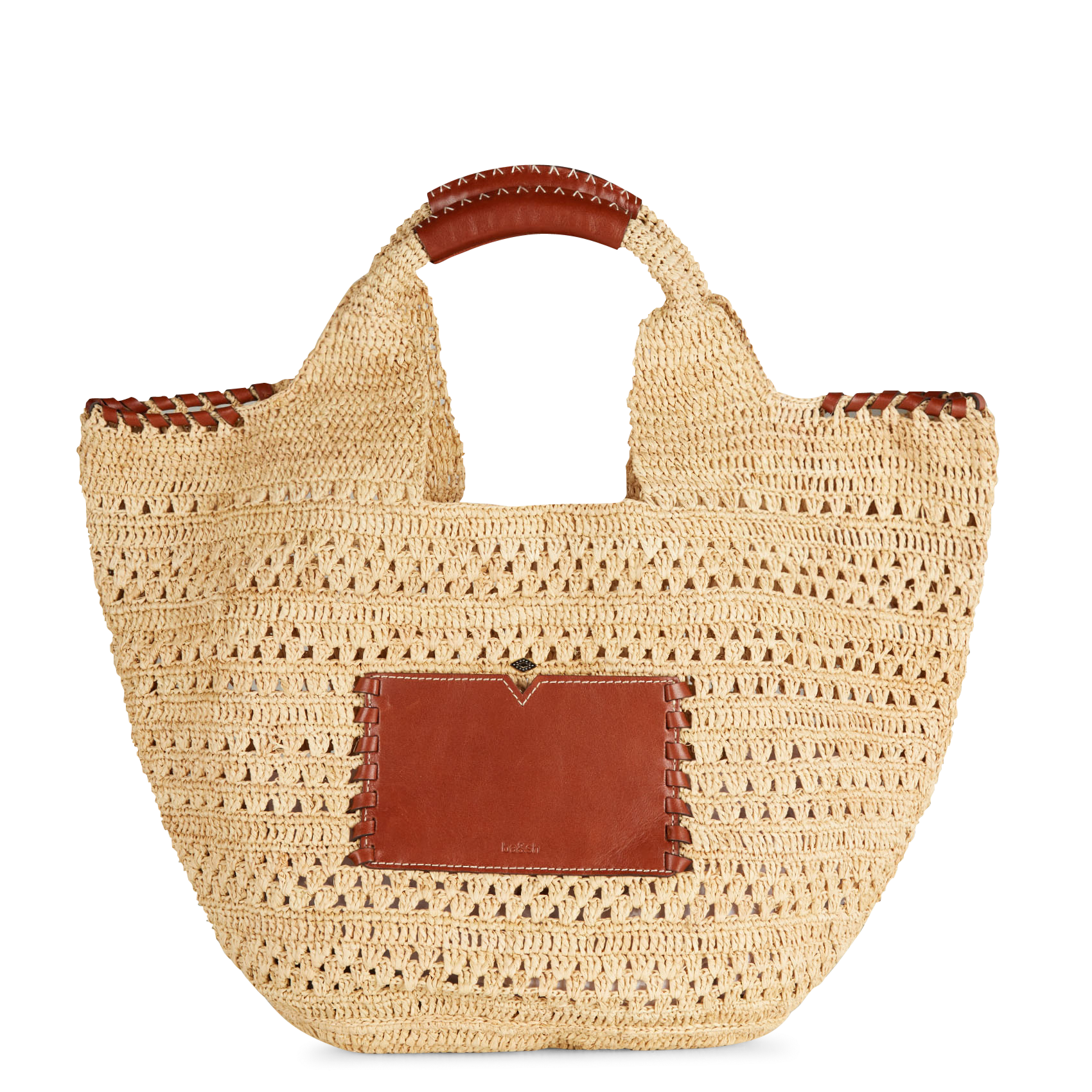 Sac cabas en paille et cuir BA&SH Marron