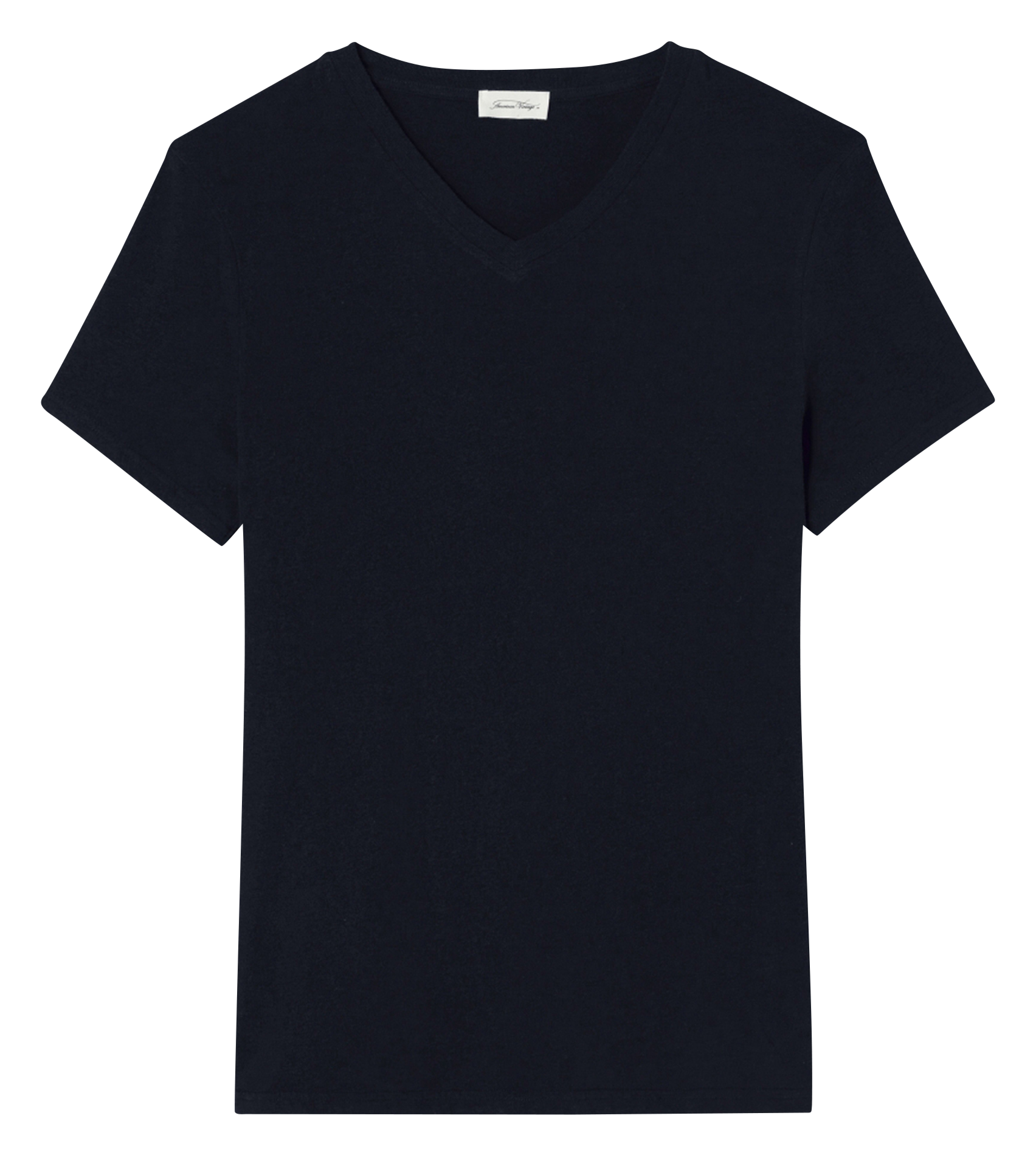 Baumwoll-T-Shirt mit v-Ausschnitt Noir American vintage Herren