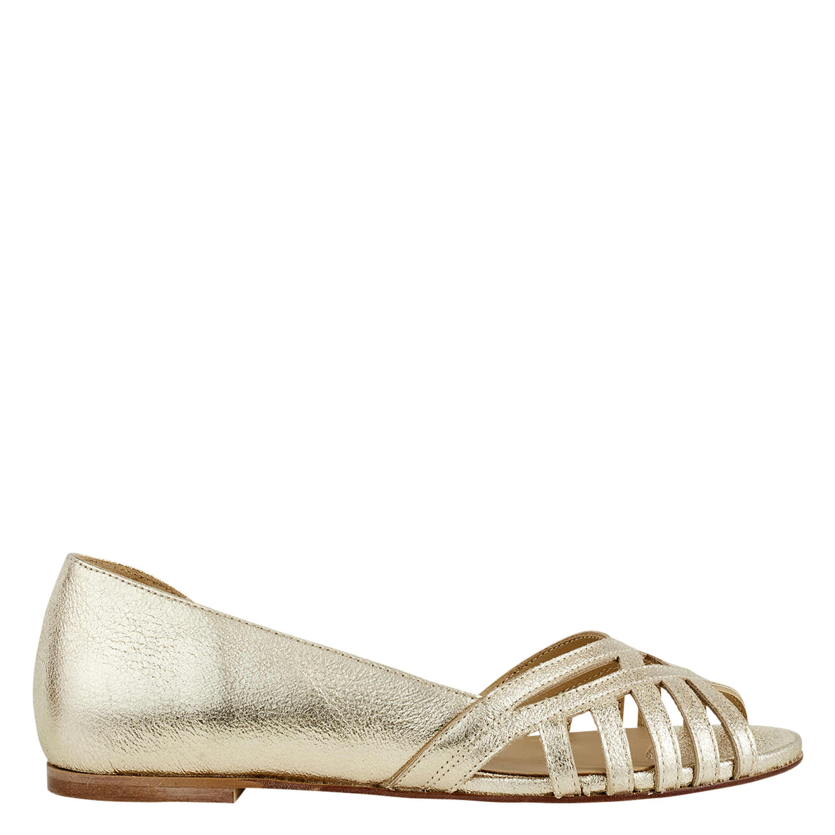 Flat leather sandals COSMOPARIS Golden