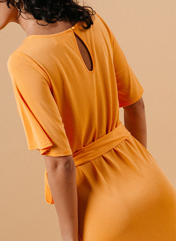 Long straight dress with round collar GRACE ET MILA Yellow