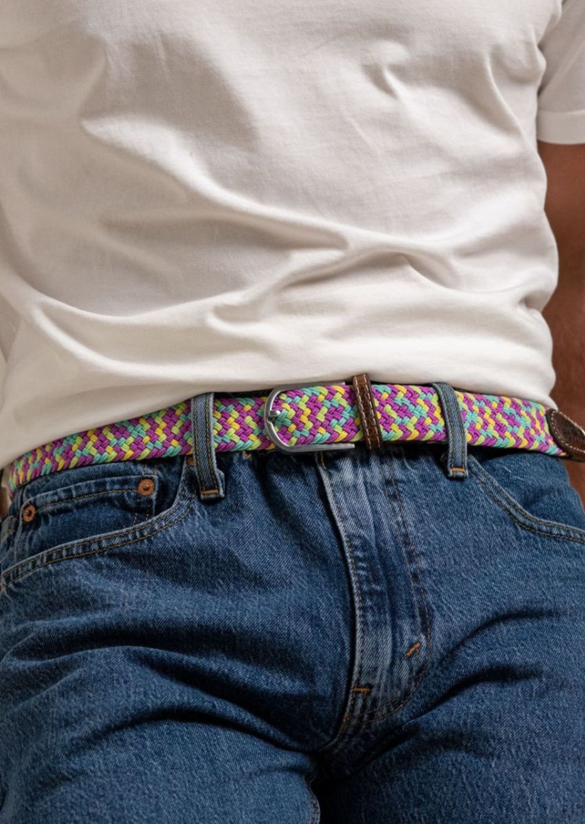Multicolored braided elastic belt BILLYBELT Multicolored