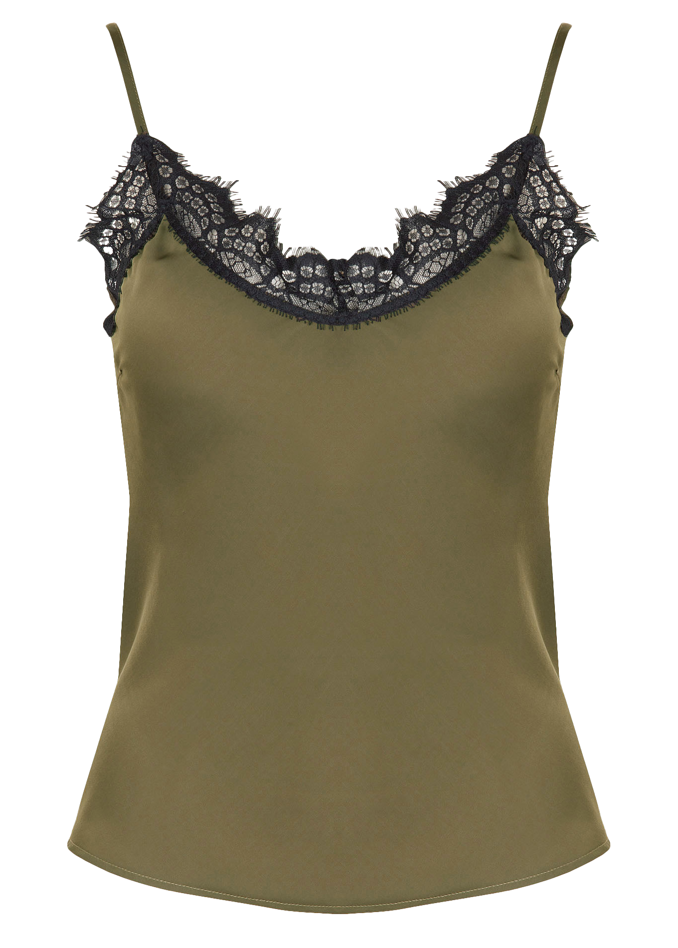 Spitzen-Trägertop aus Satin IKKS Khaki