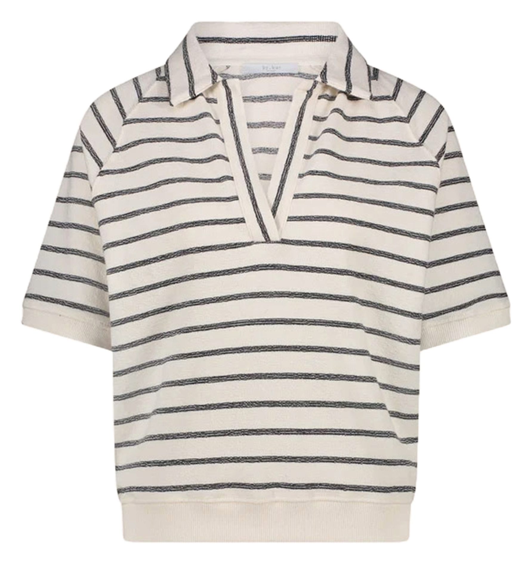 Gestreiftes Rundhals-T-Shirt aus Bio-Baumwolle Schwarz