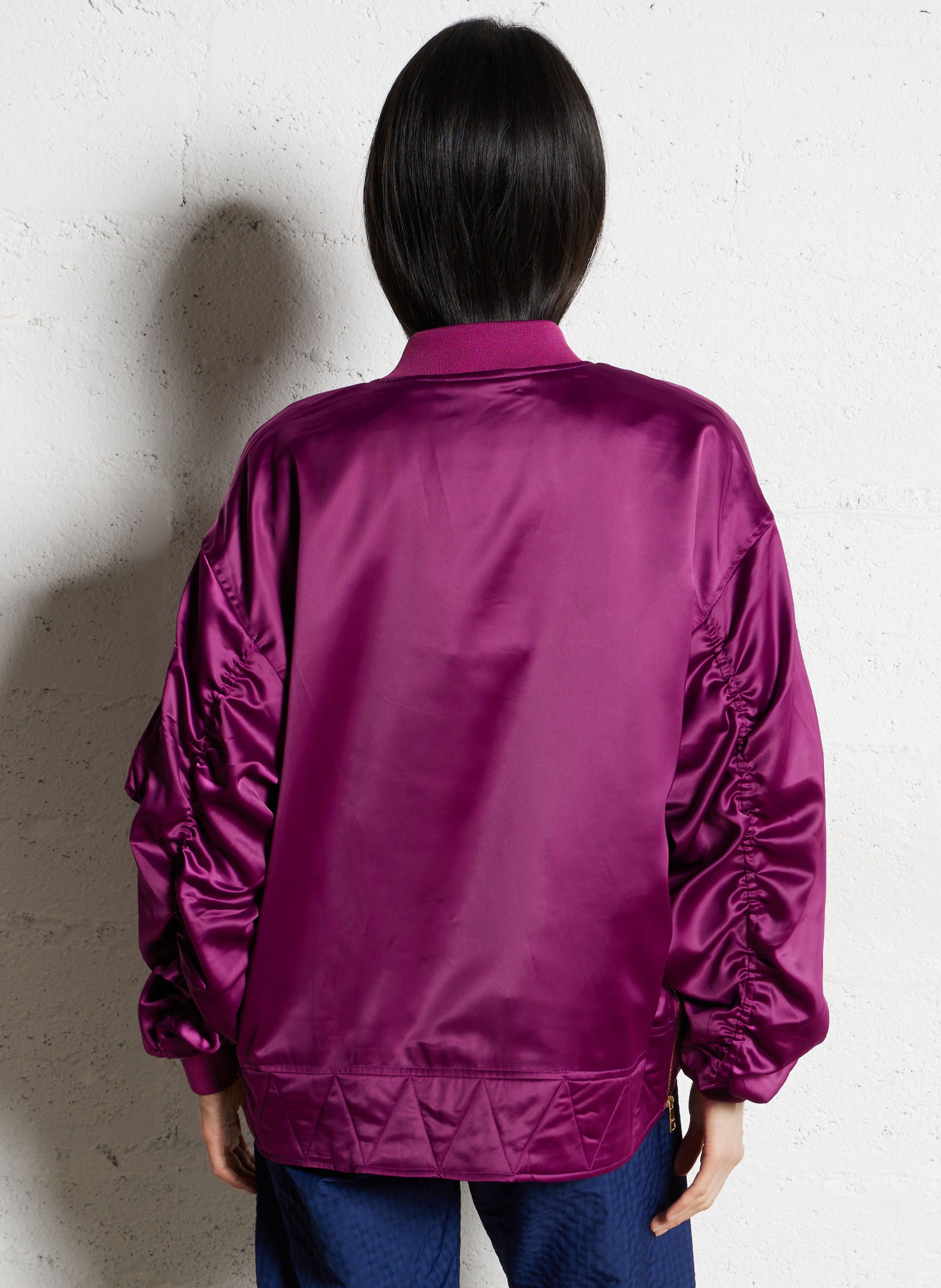 Satin Teddy-Kragenjacke BOMBERS ORIGINAL Violett