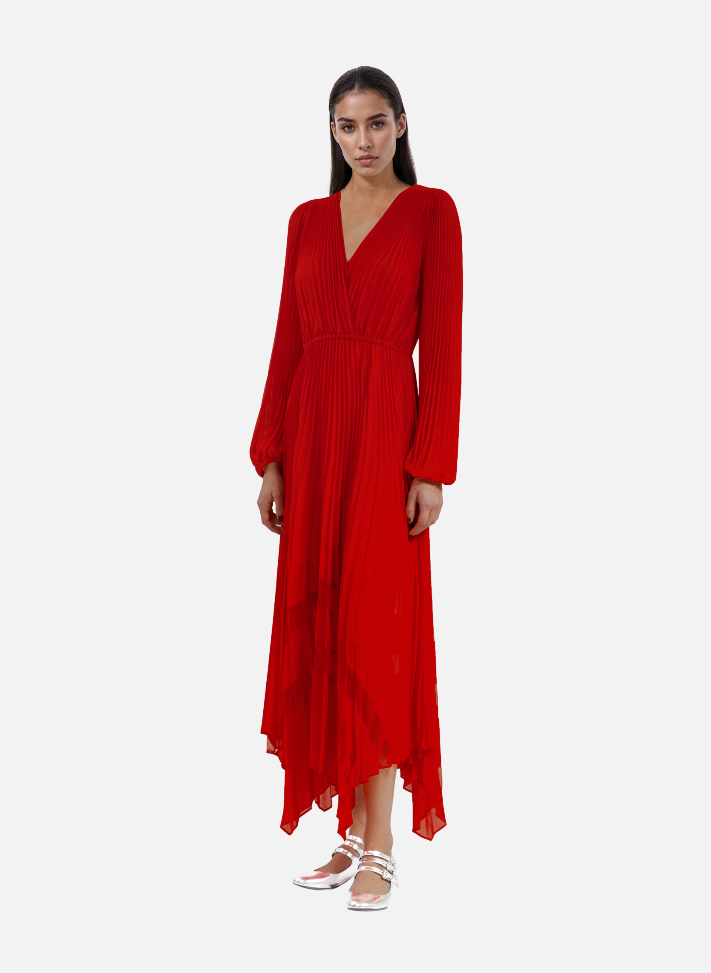 Long pleated dress THE KOOPLES Red