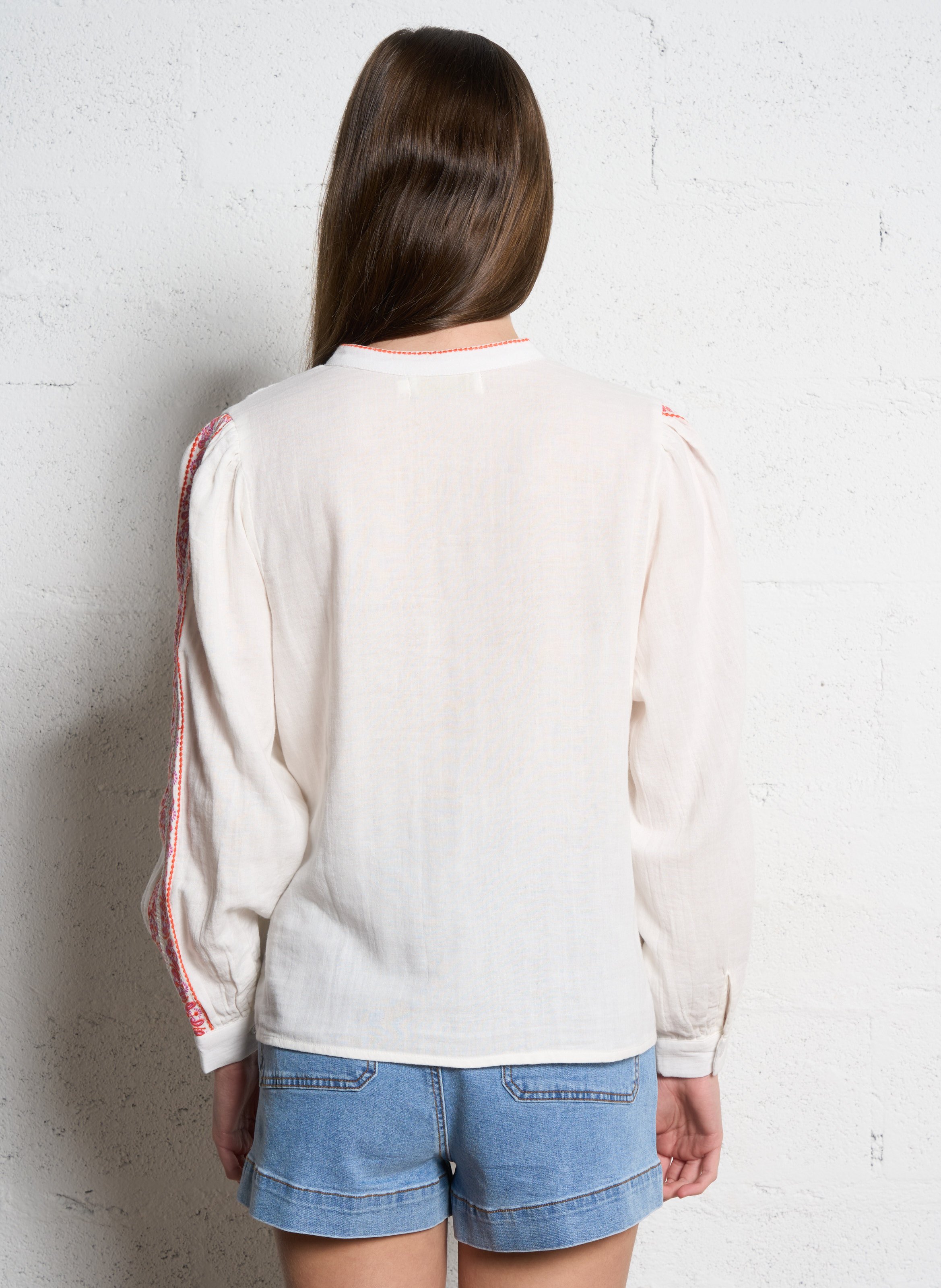 High-waisted cotton-blend canvas jeans LA PETITE ETOILE White