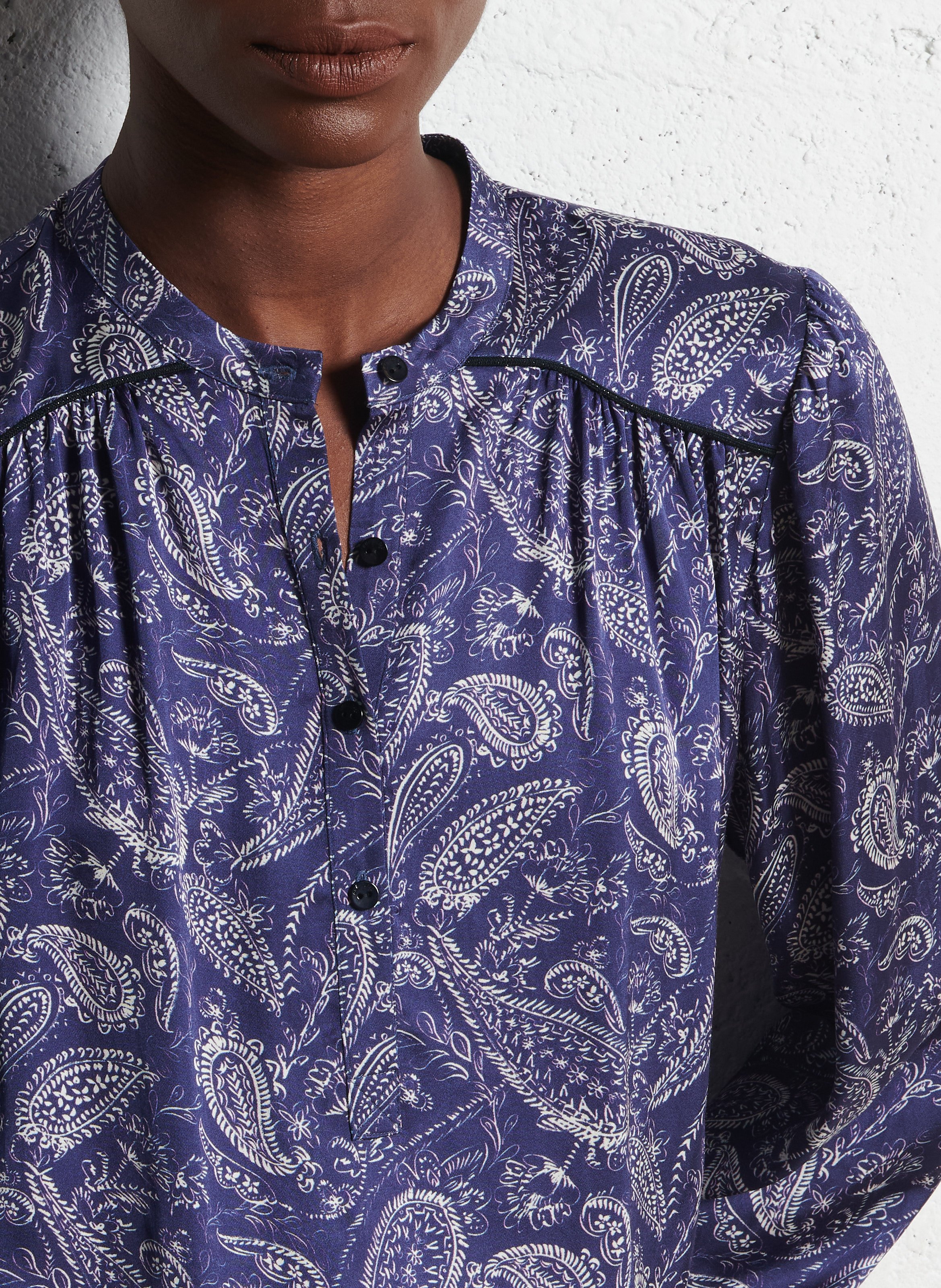 Printed straight shirt ONE STEP Blue