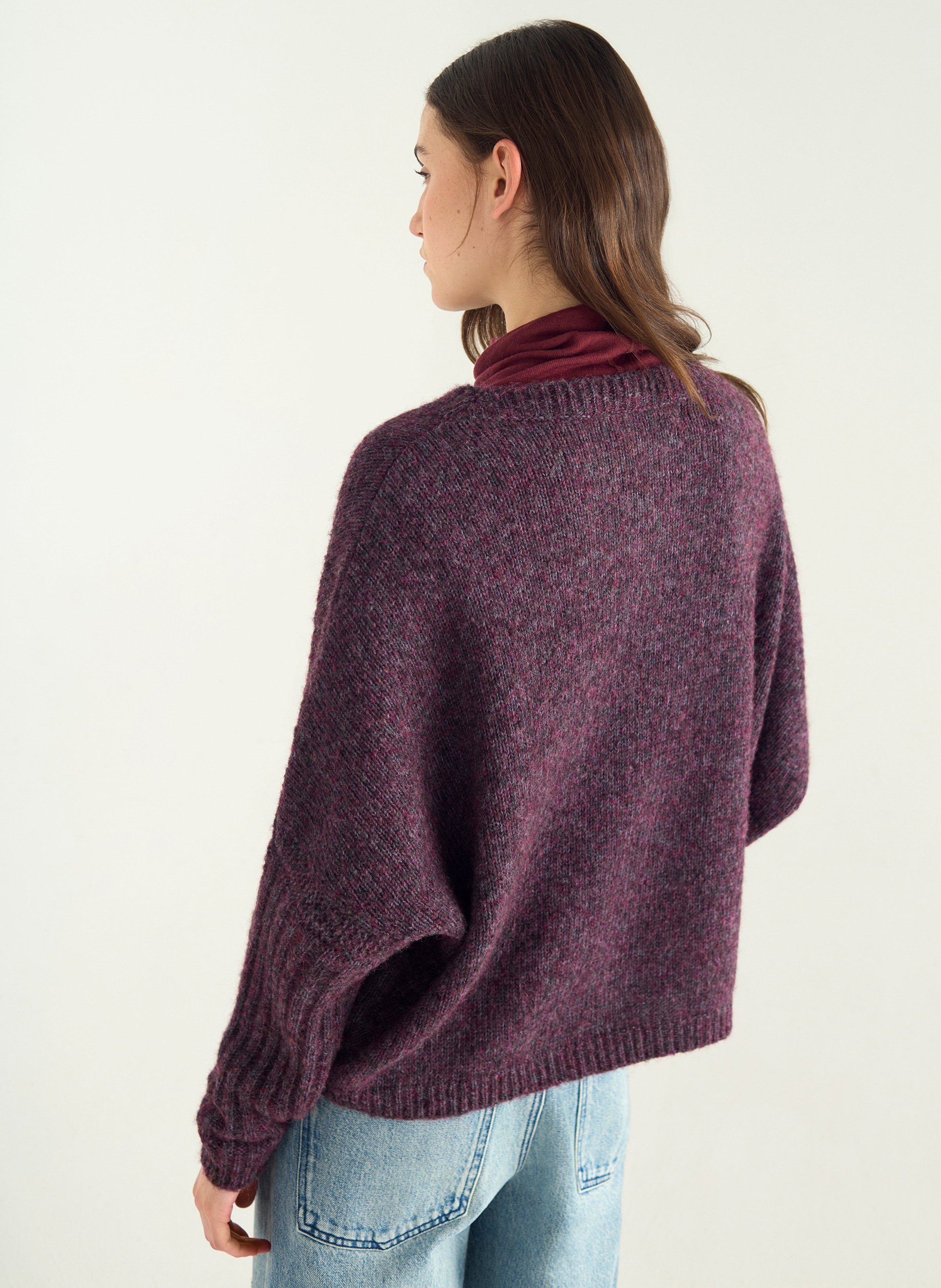 Oversize-Rundhalspullover aus Baumwoll-Mix ACOTE Violett