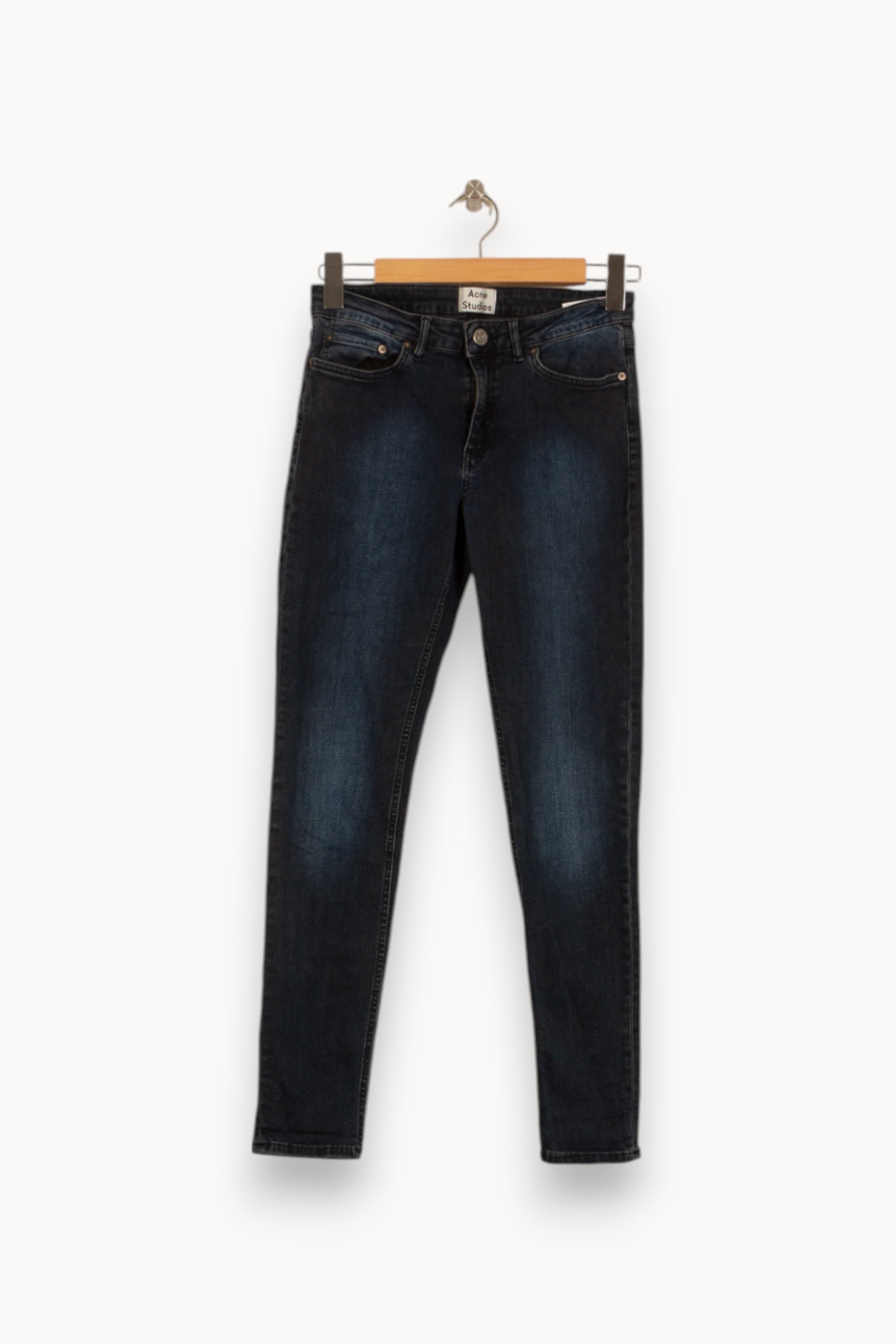 Cropped slim jeans with studs ACNE STUDIOS - Seconde Main Blue
