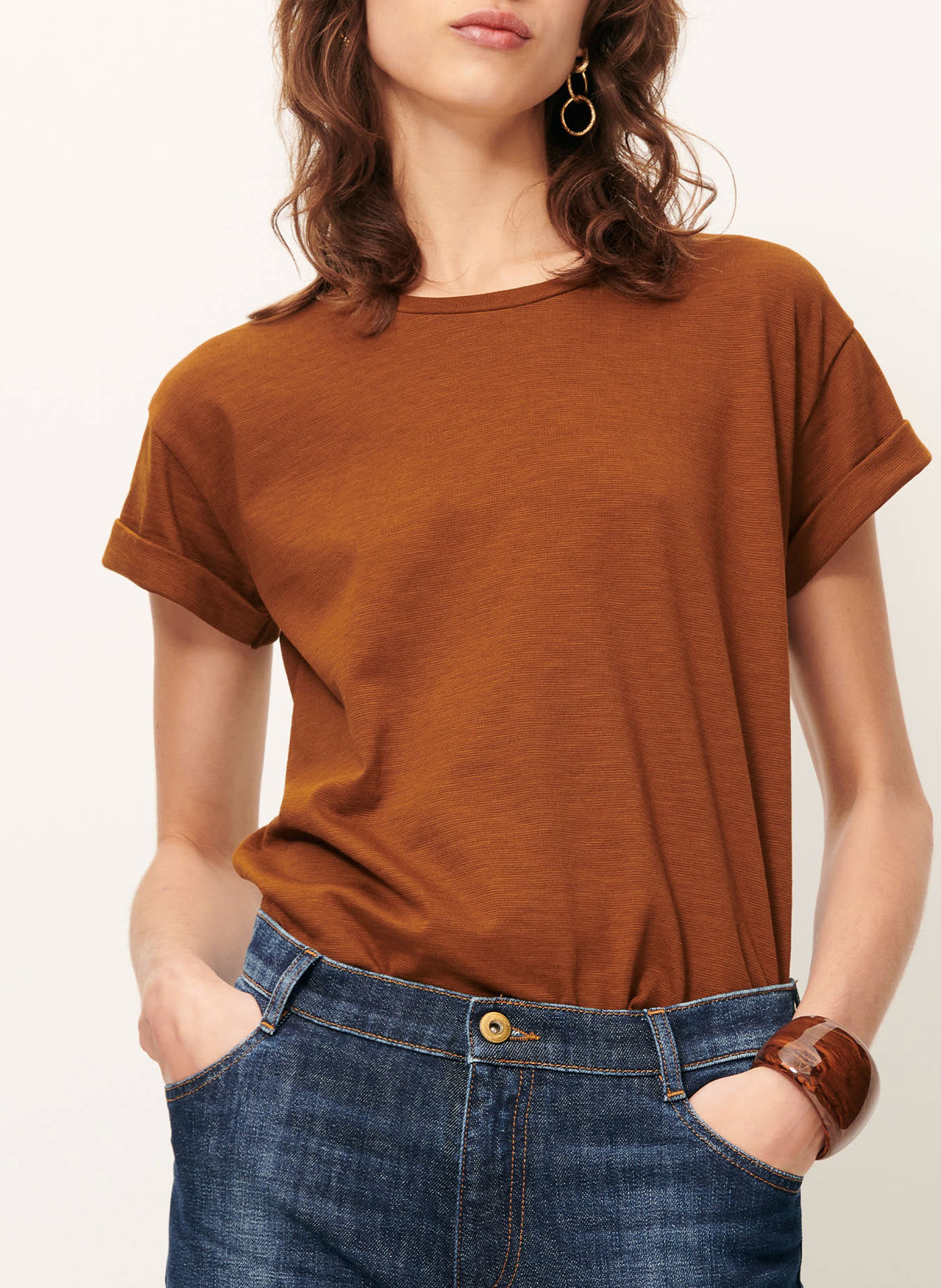 Round-neck cotton-blend T-shirt SESSUN