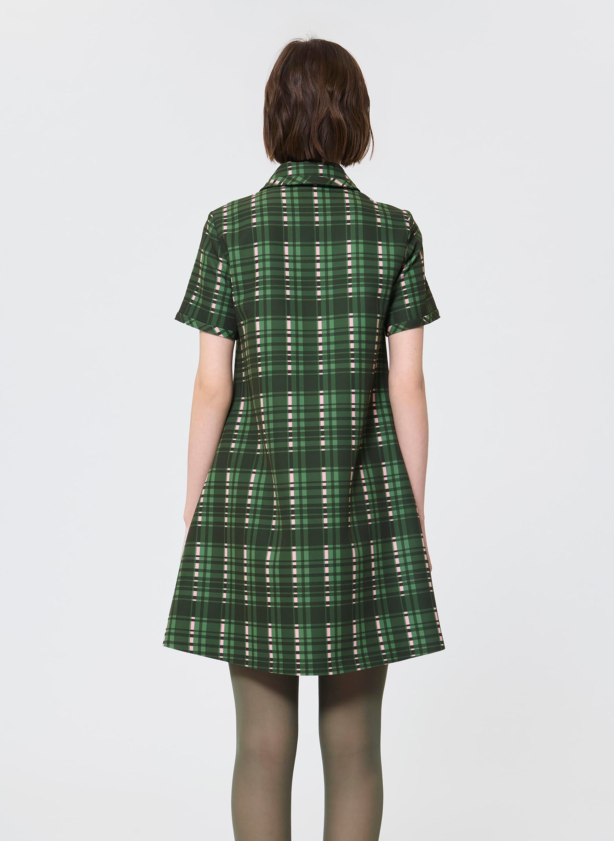 Robe courte trapèze à carreaux TARA JARMON Vert