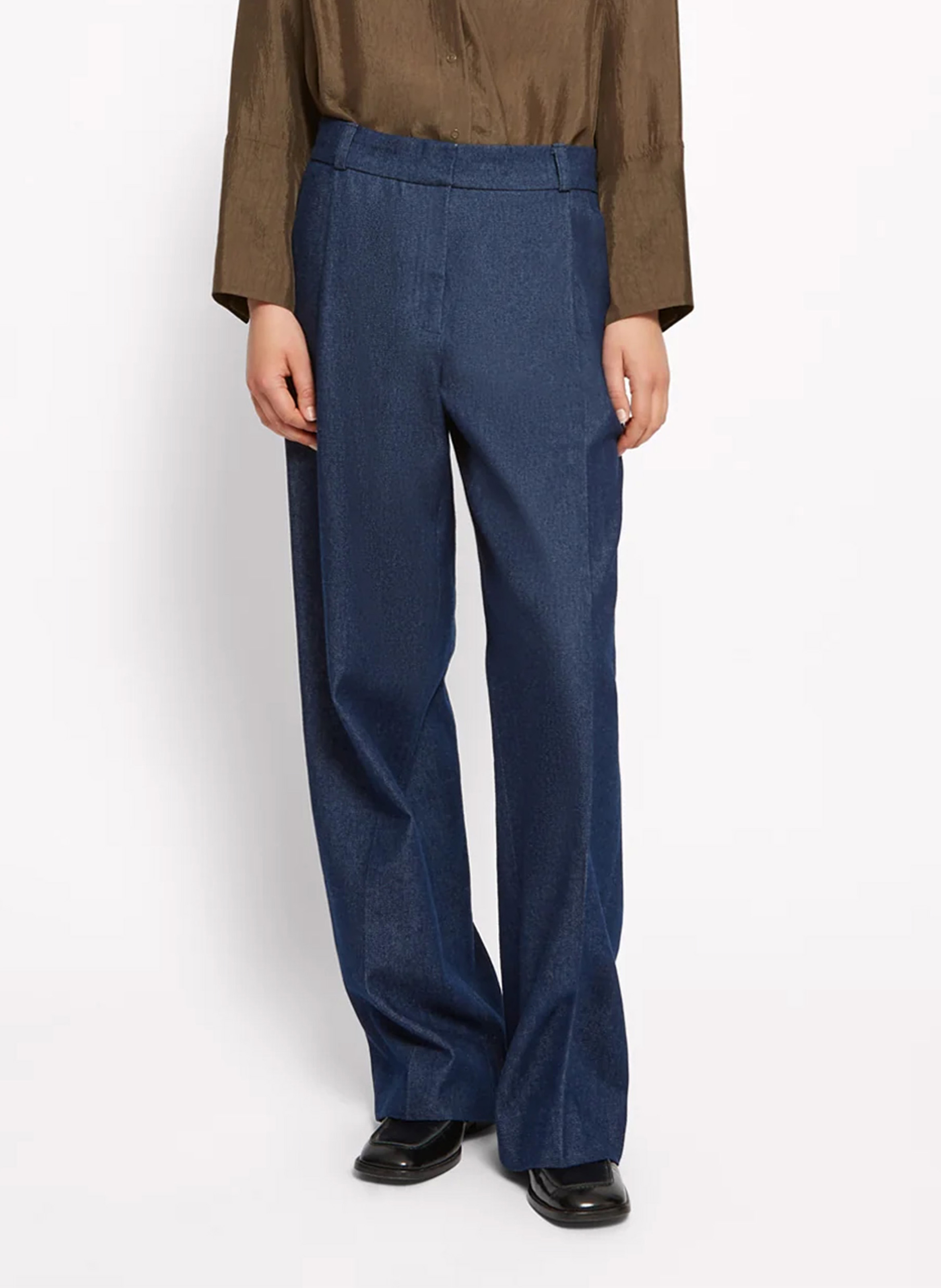 Pantalon droit en coton ROSEANNA Bleu