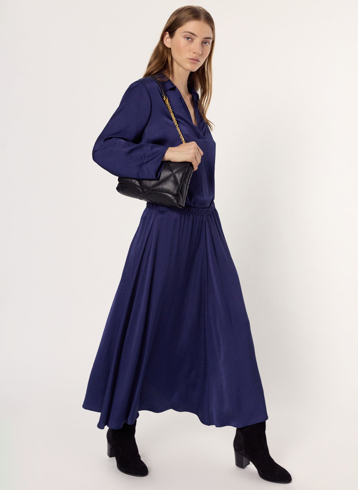 Jupe longue plissée GERARD DAREL Bleu