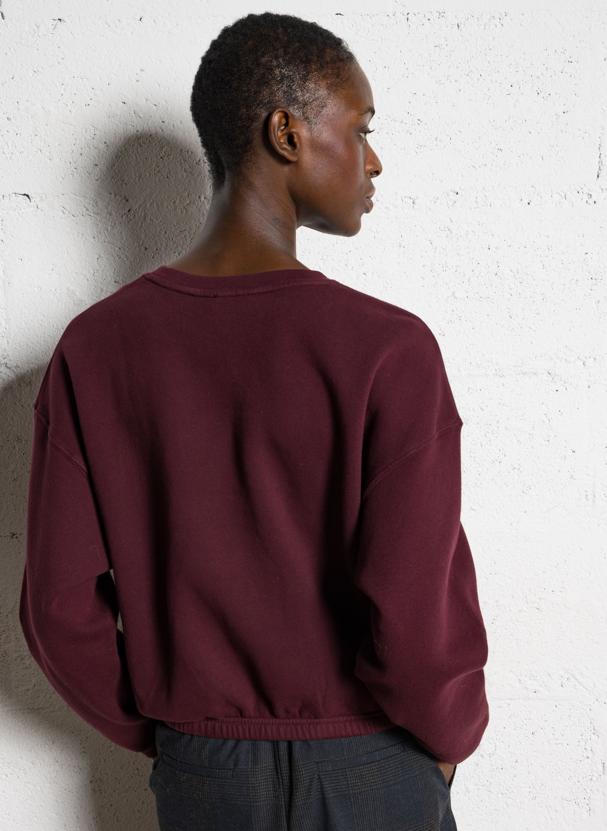 Kurzes Sweatshirt aus Baumwoll-Mix mit Rundhalsausschnitt AMERICAN VINTAGE Rot