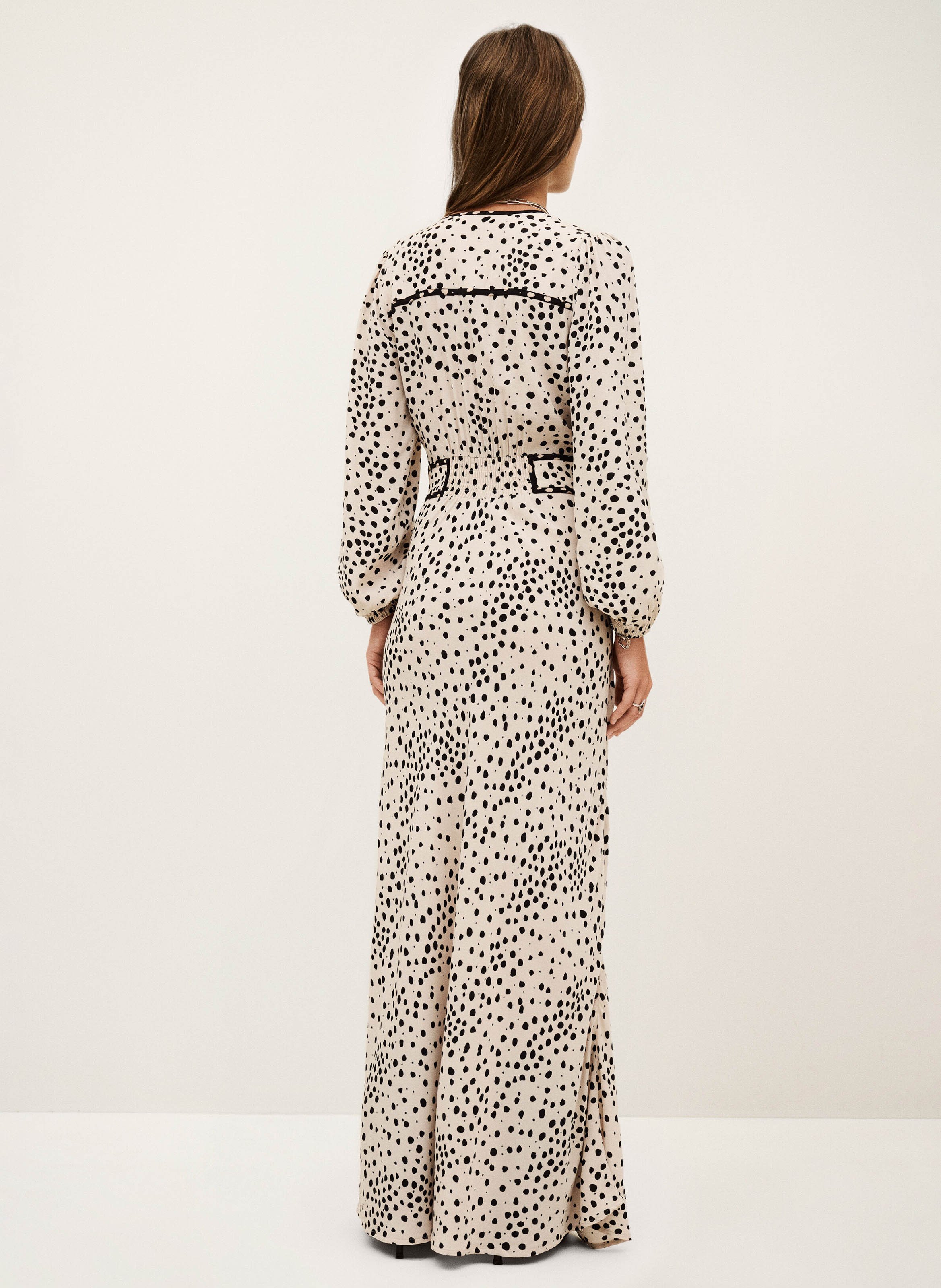 Robe longue col V à pois BA&SH Beige