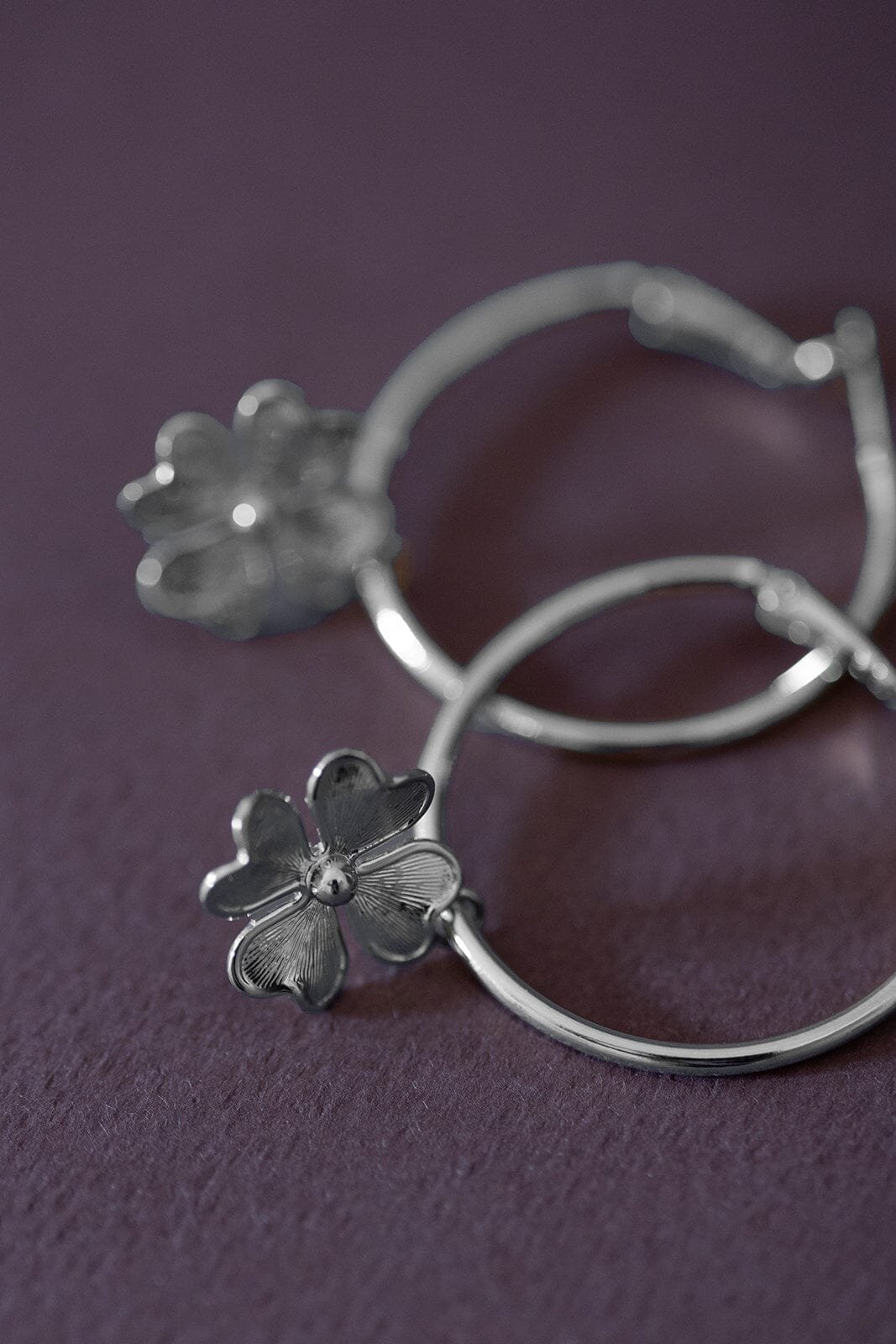Small silver-plated clover hoop earrings MONSIEUR SIMONE Silver