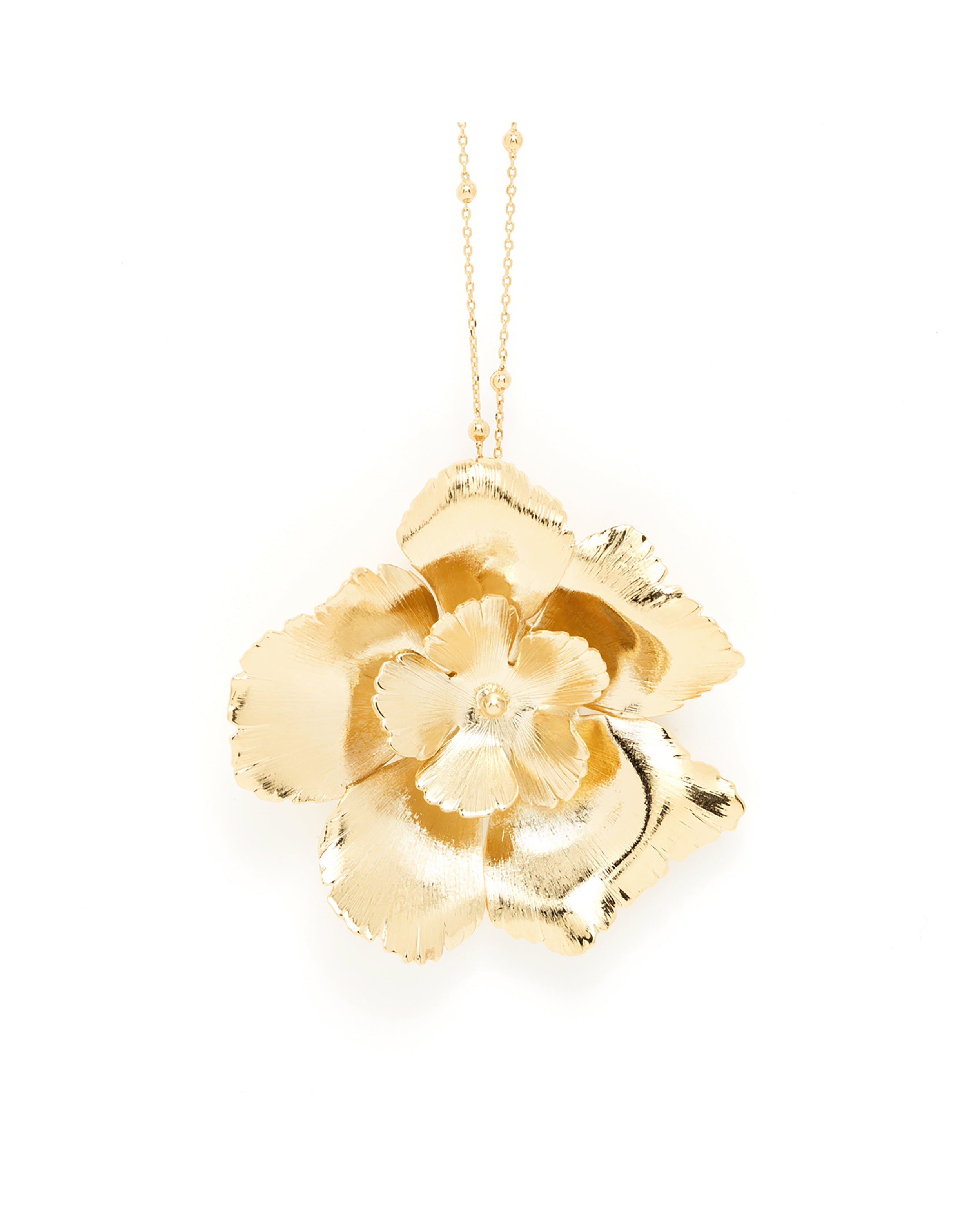 Silver-plated flower long necklace MONSIEUR SIMONE