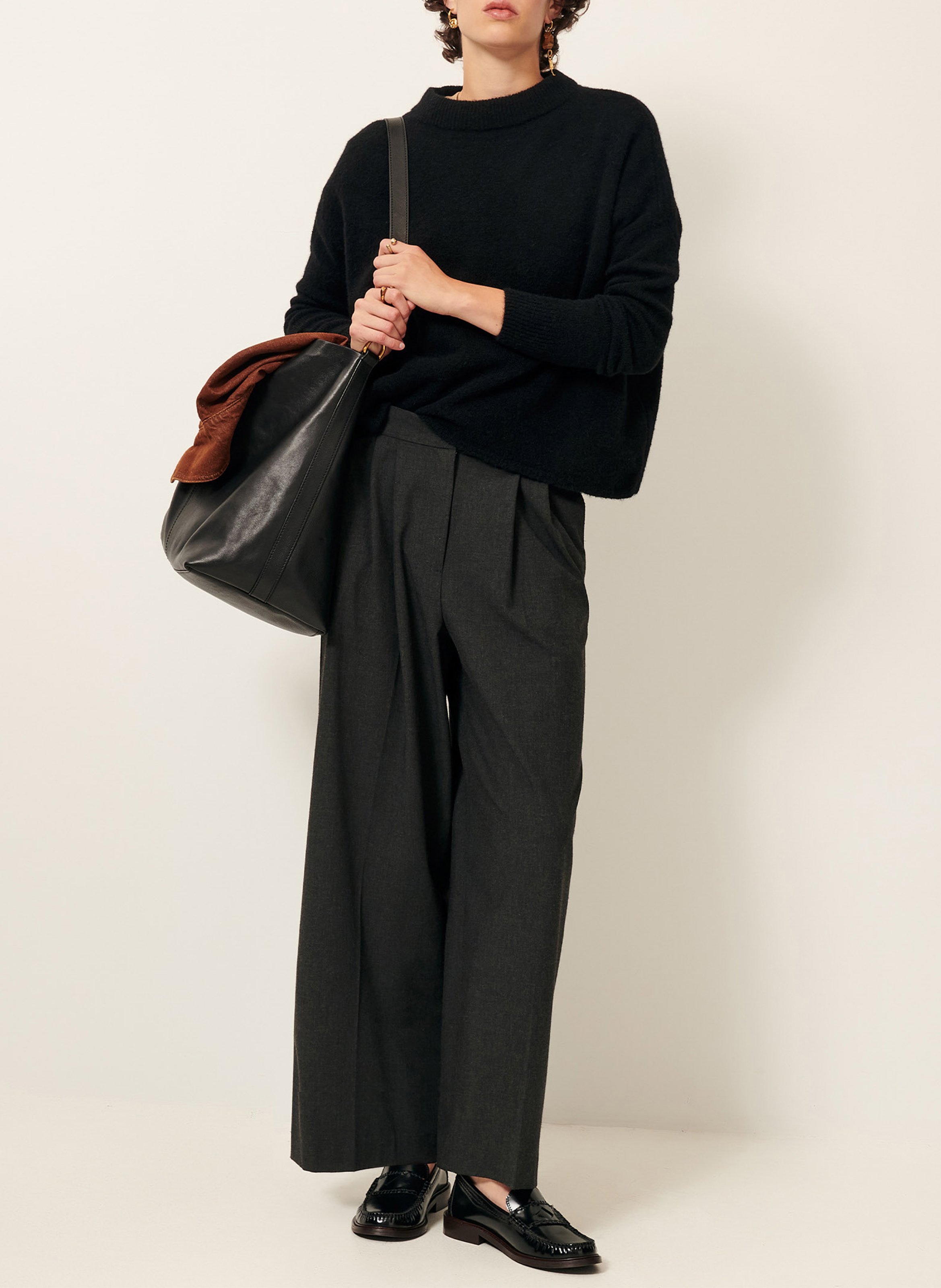 High-neck wool-blend sweater SESSUN Black