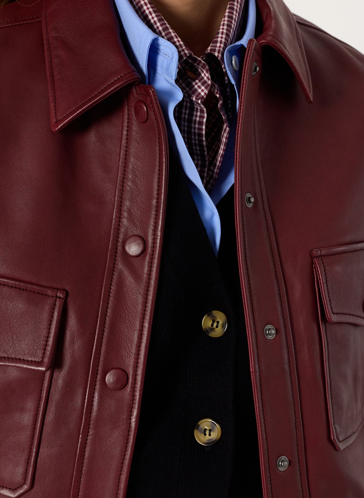 Veste col classique en cuir GERARD DAREL Rouge