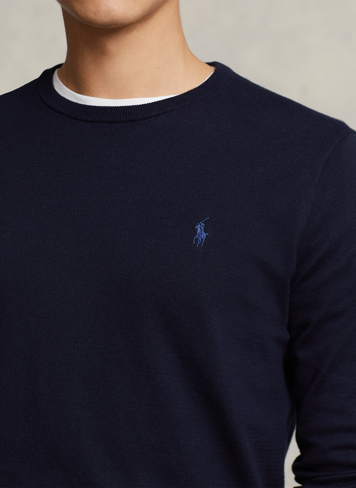 Slim-fit pima cotton sweater with Pony Player and round collar POLO RALPH LAUREN Blue