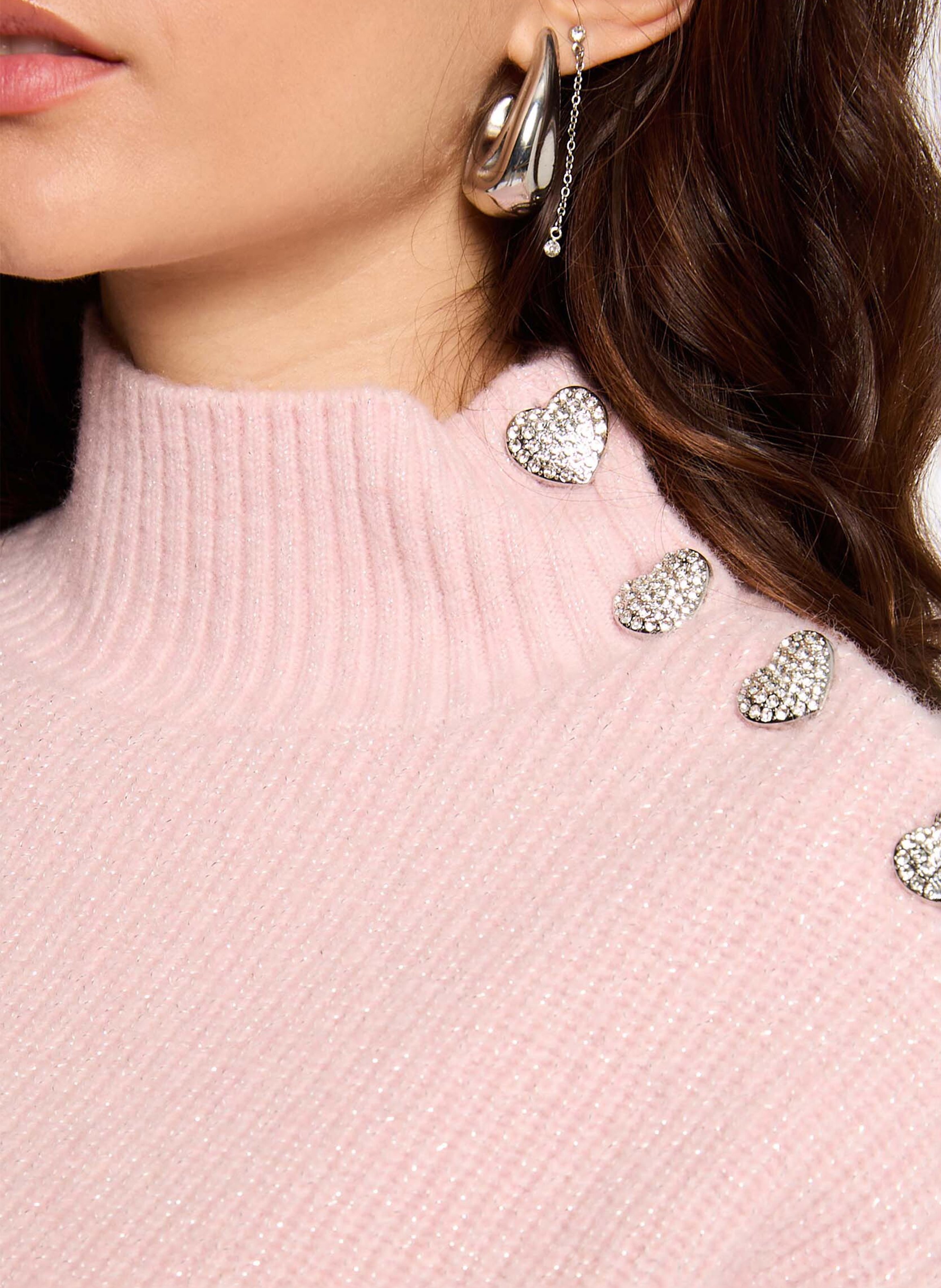 Rechte trui met hoge kraag MORGAN Roze