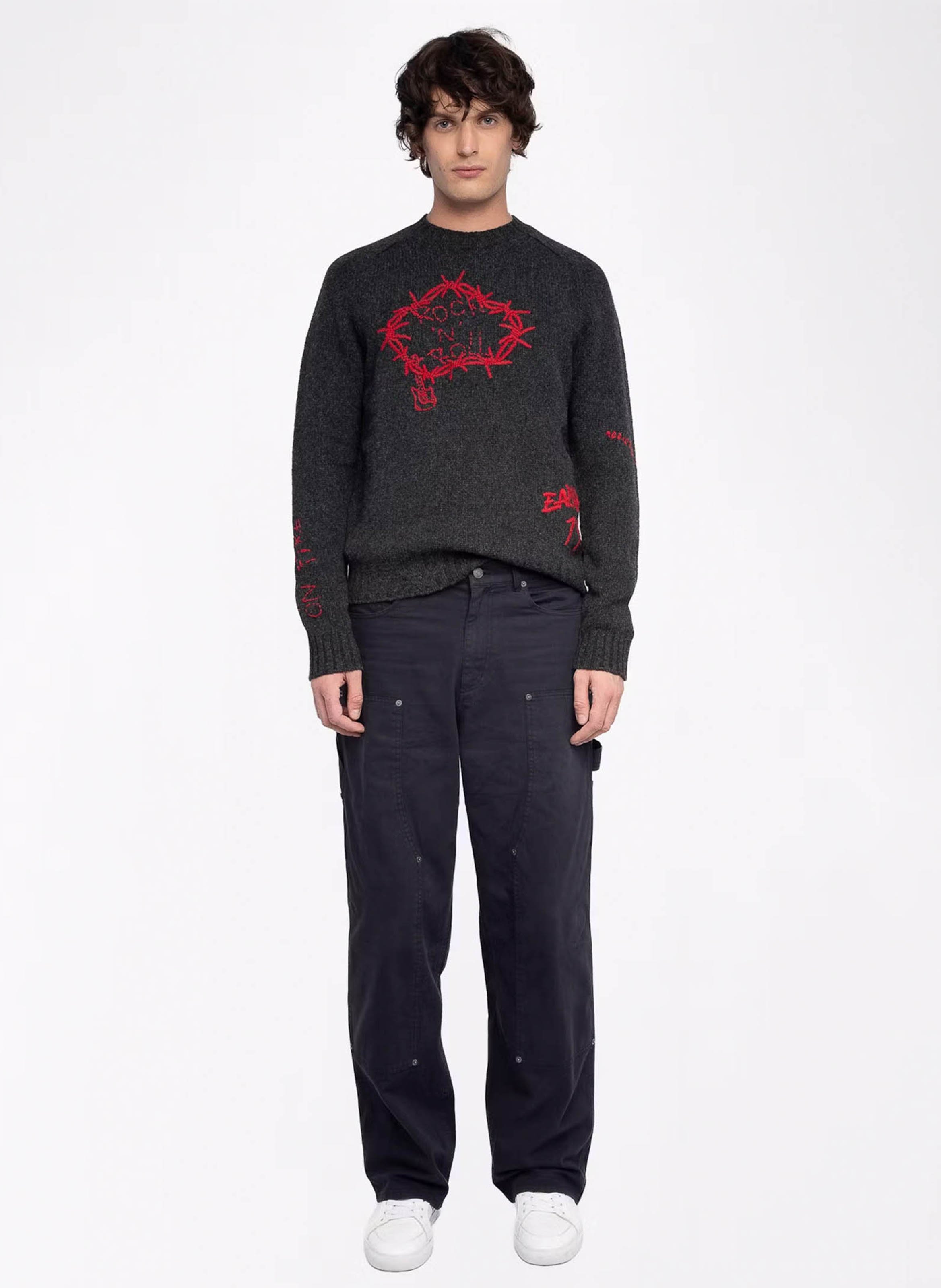 Gerade geschnittener Rundhalspullover aus Wolle ZADIG&VOLTAIRE Grau