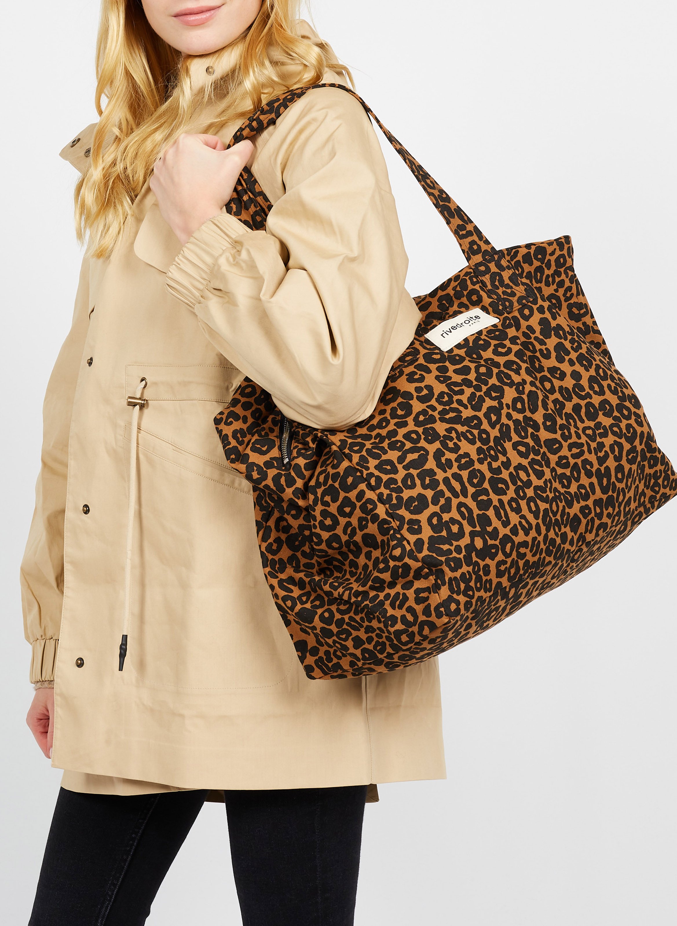 Katoenen tas met rits RIVEDROITE PARIS Bruin