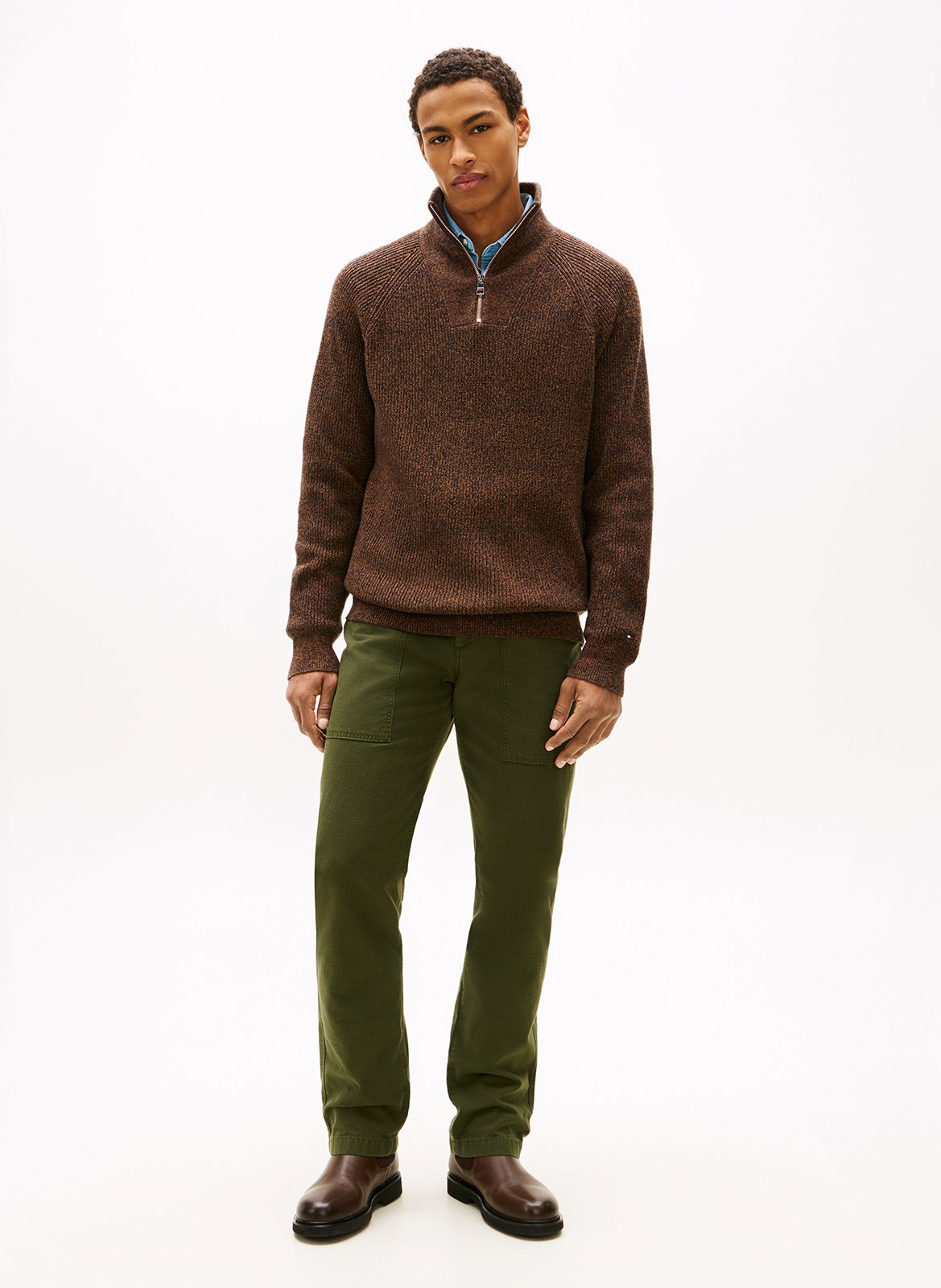 Straight high-neck knitted sweater TOMMY HILFIGER Brown