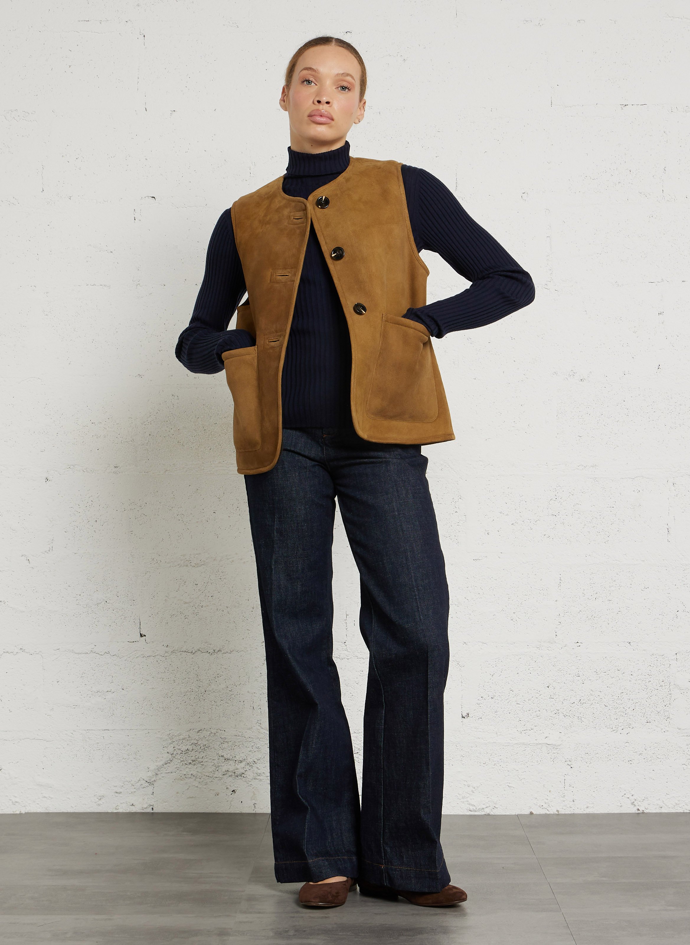 Taillierter Rollkragenpullover aus Merinowolle SOEUR Blau