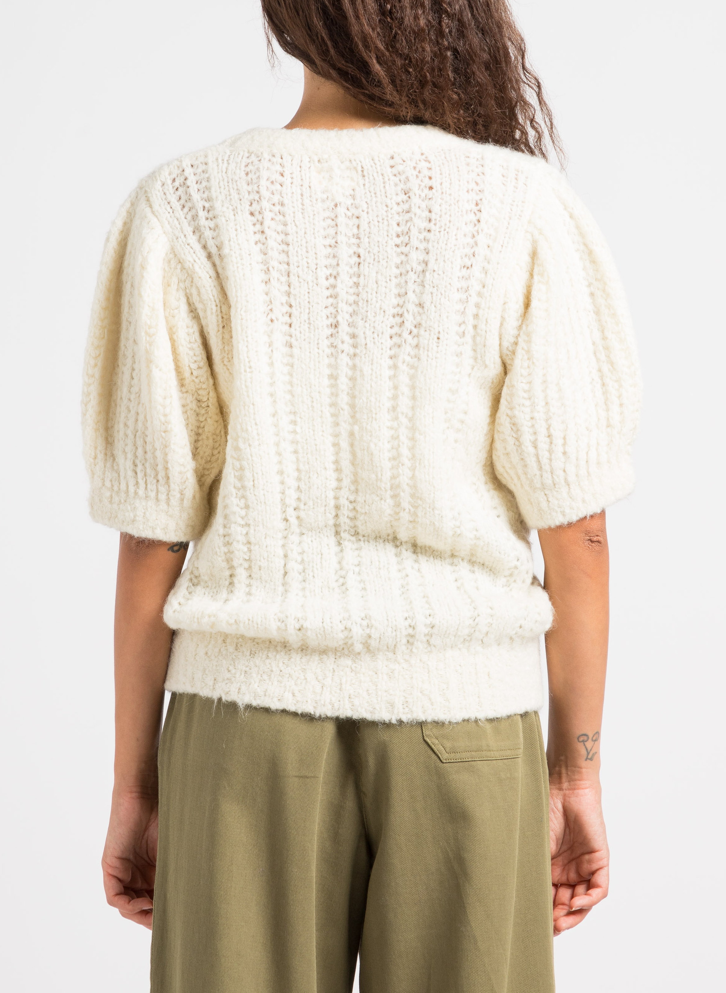 Pull col rond en laine mélangée  BELLEROSE Beige