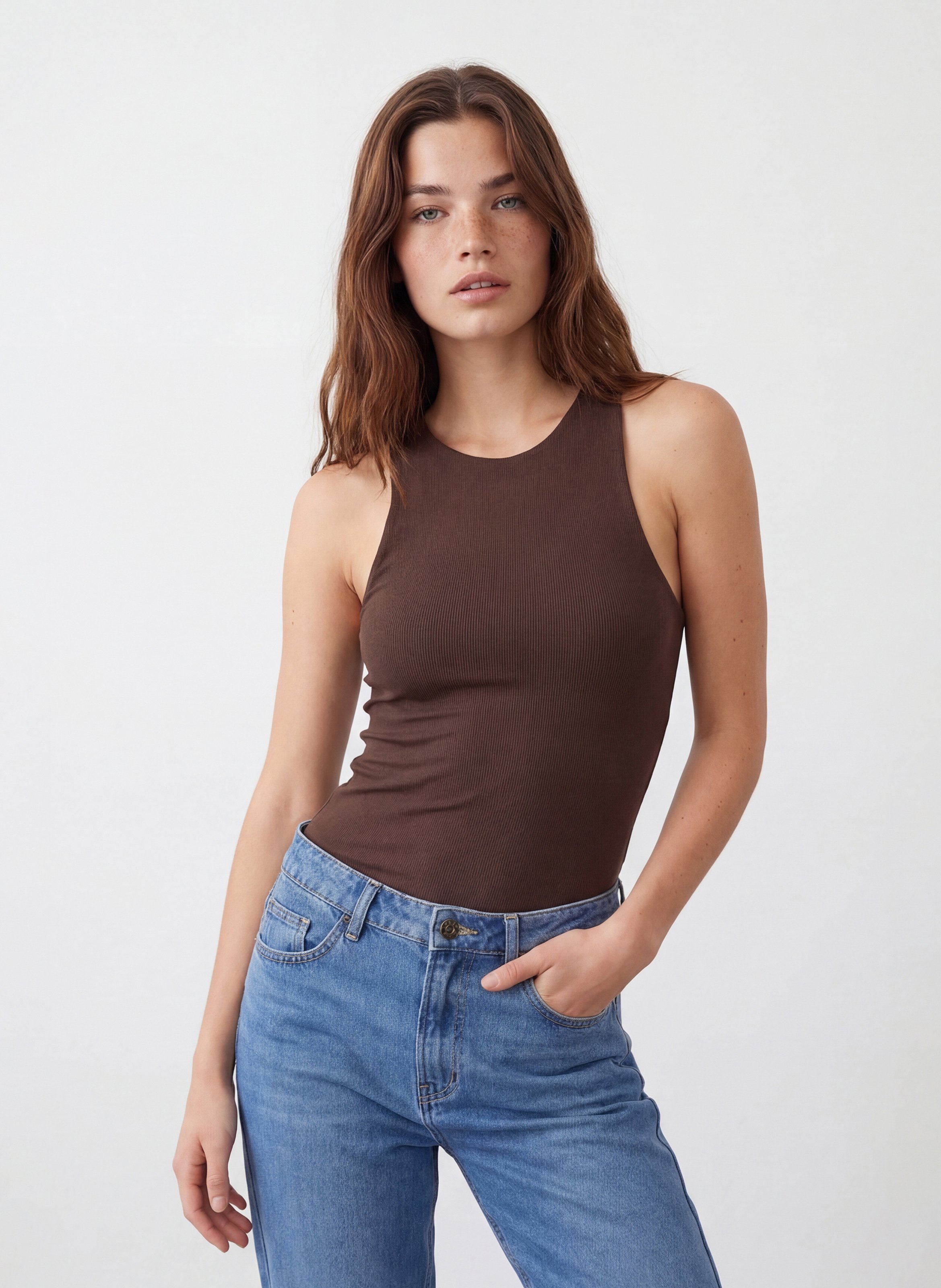Fitted tank top in blended cotton KOOKAI