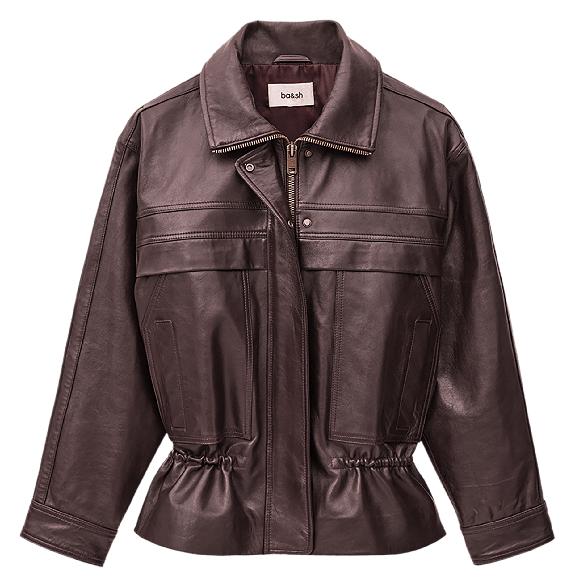 Veste en cuir cintrée à col montant BA&SH Rouge