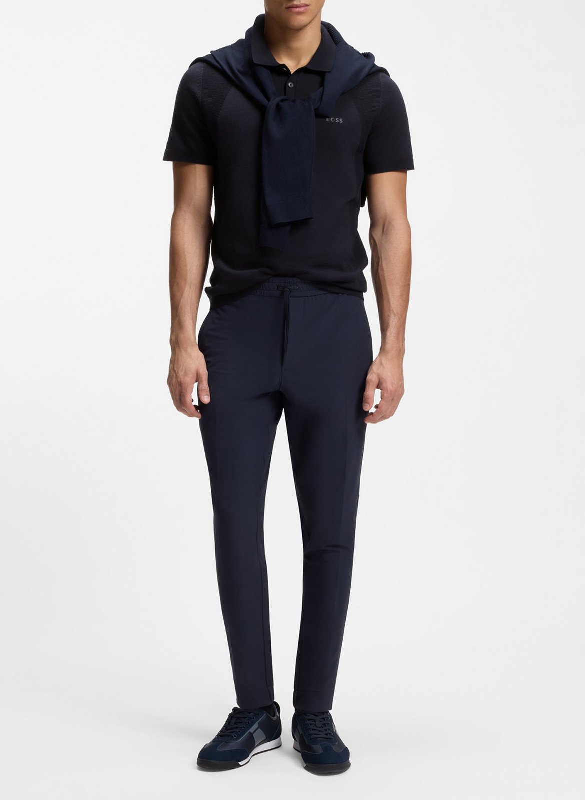 Straight cotton-blend polo shirt BOSS Blue