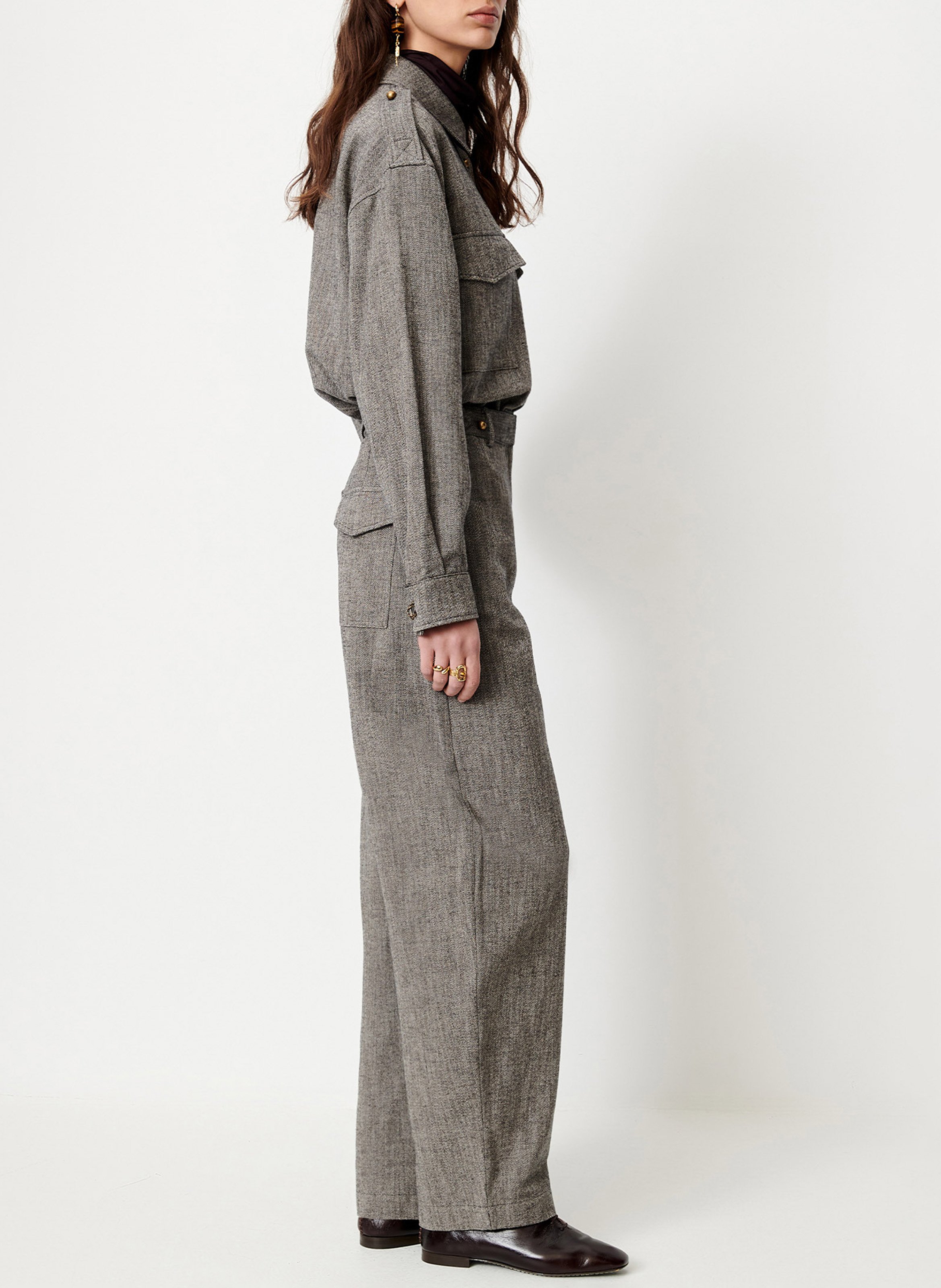 Pantalon taille haute chiné SESSUN Gris
